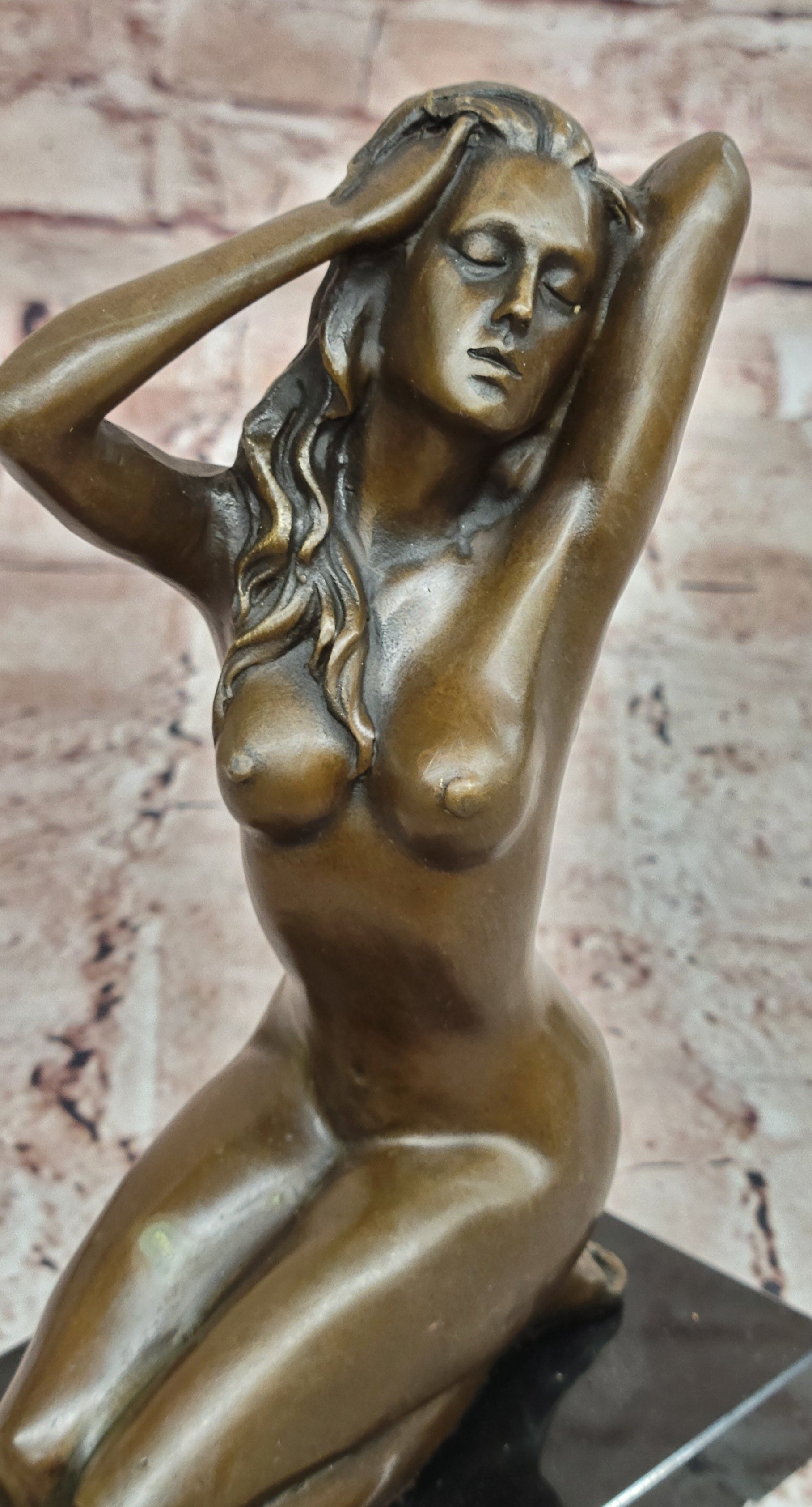 Handcrafted Sexy Nude Woman Bronze Sculpture Collectible Lost Wax Masterpiece Art