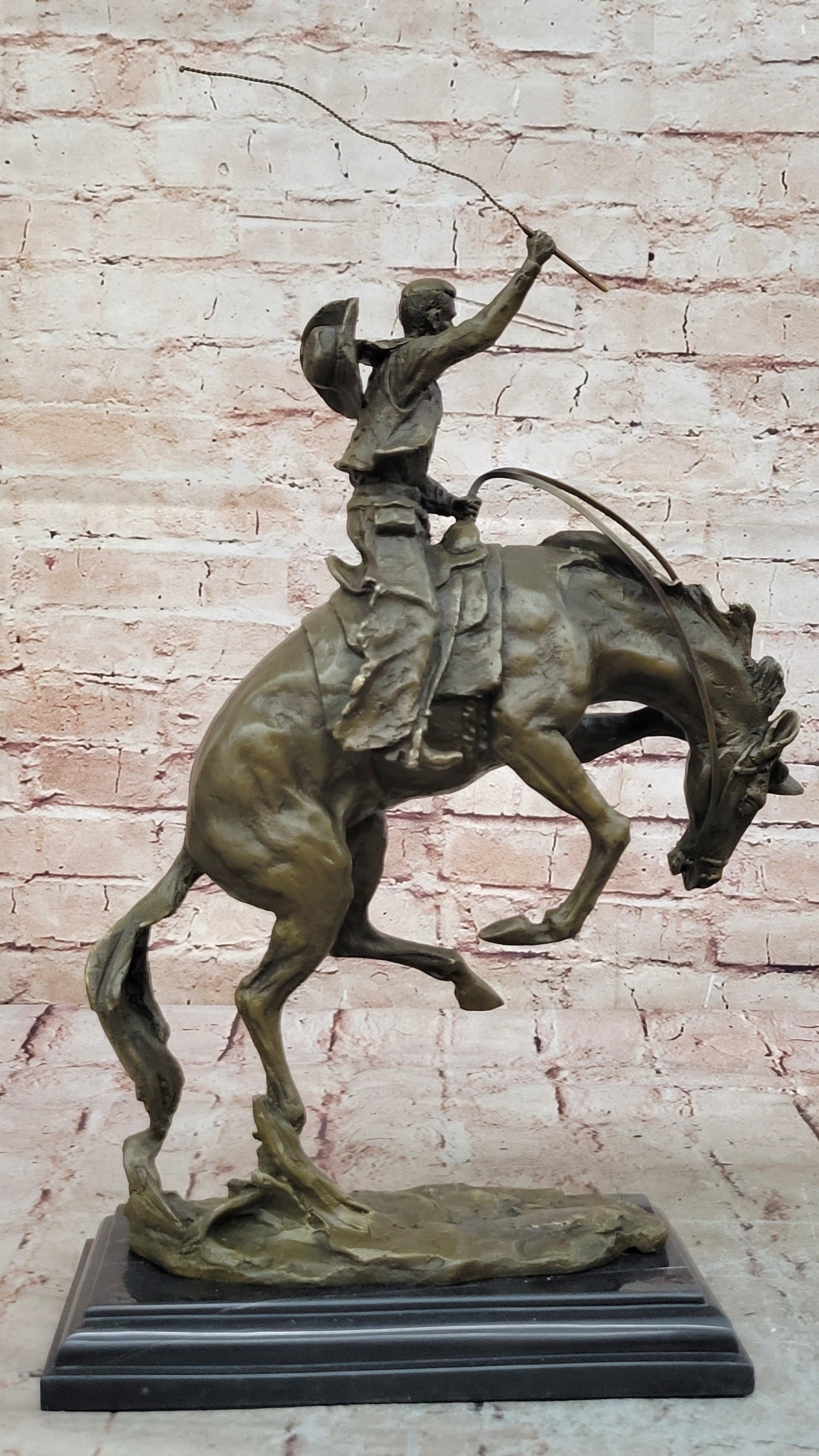 Bronze Sculpture Hot Cast Bronco Buster White House Display by Remington Figure
