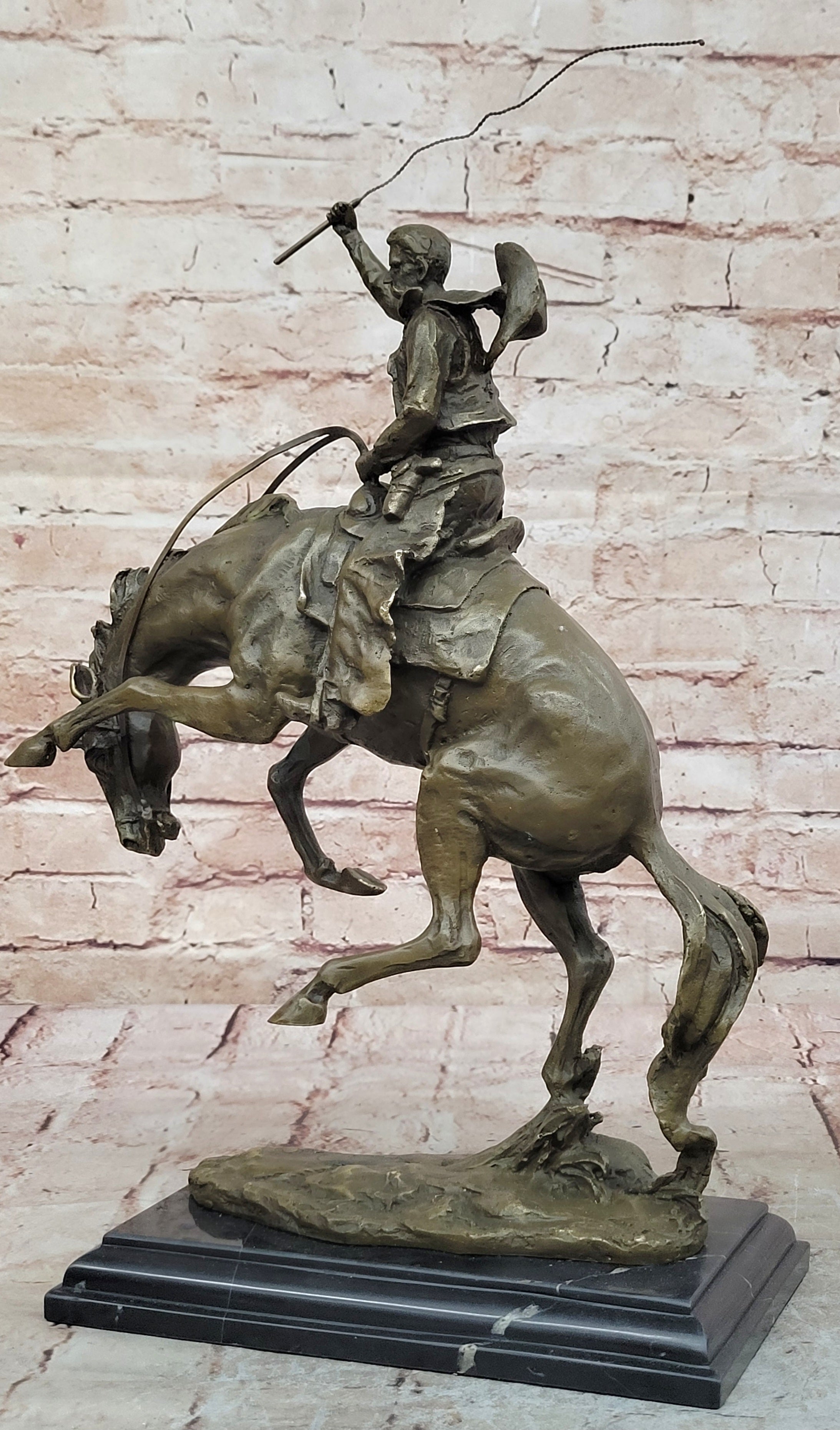 Bronze Sculpture Hot Cast Bronco Buster White House Display by Remington Figure