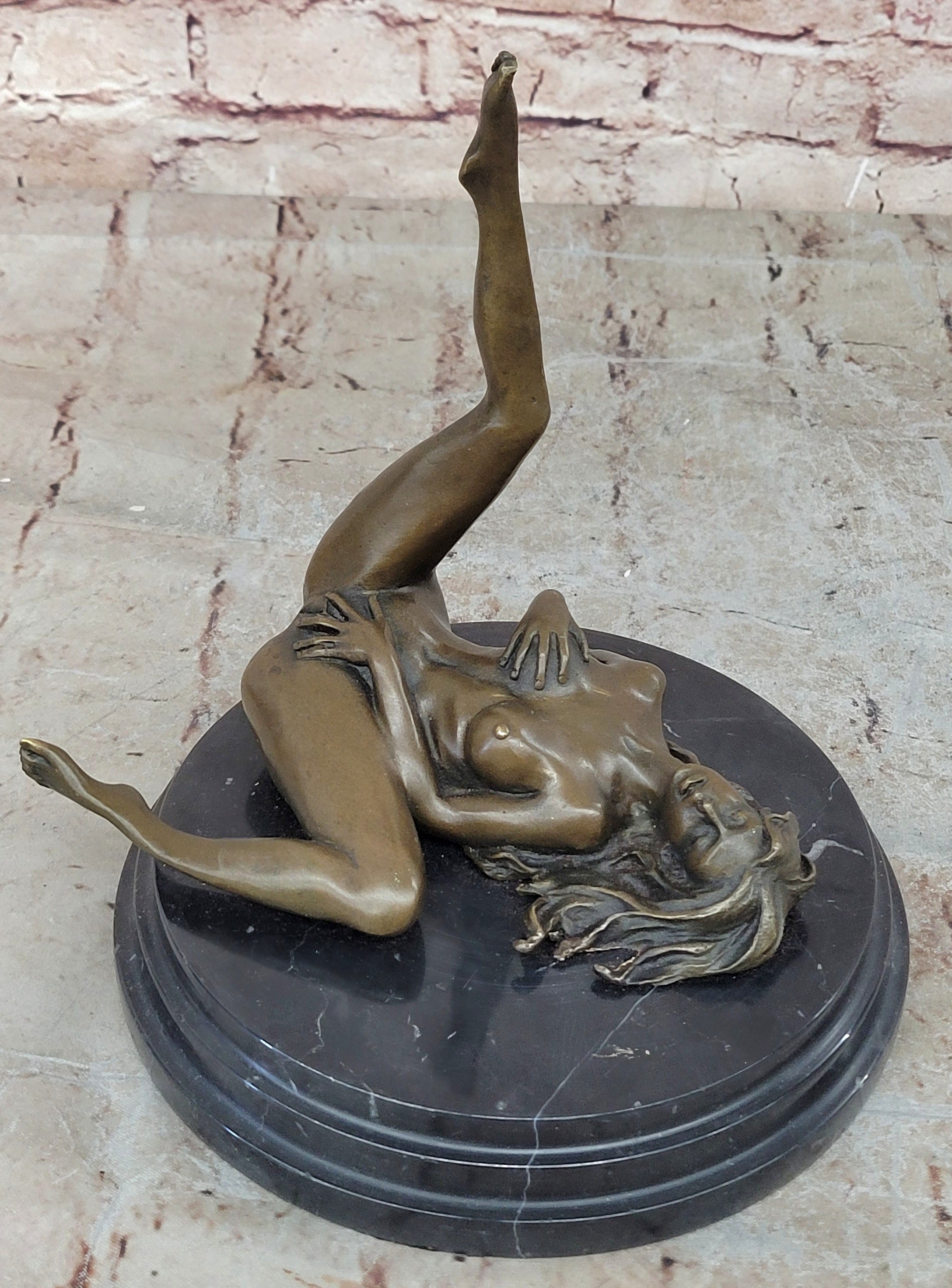 Handcrafted Collectible Erotic Nude Woman Bronze Artwork Figurine Figure Decor