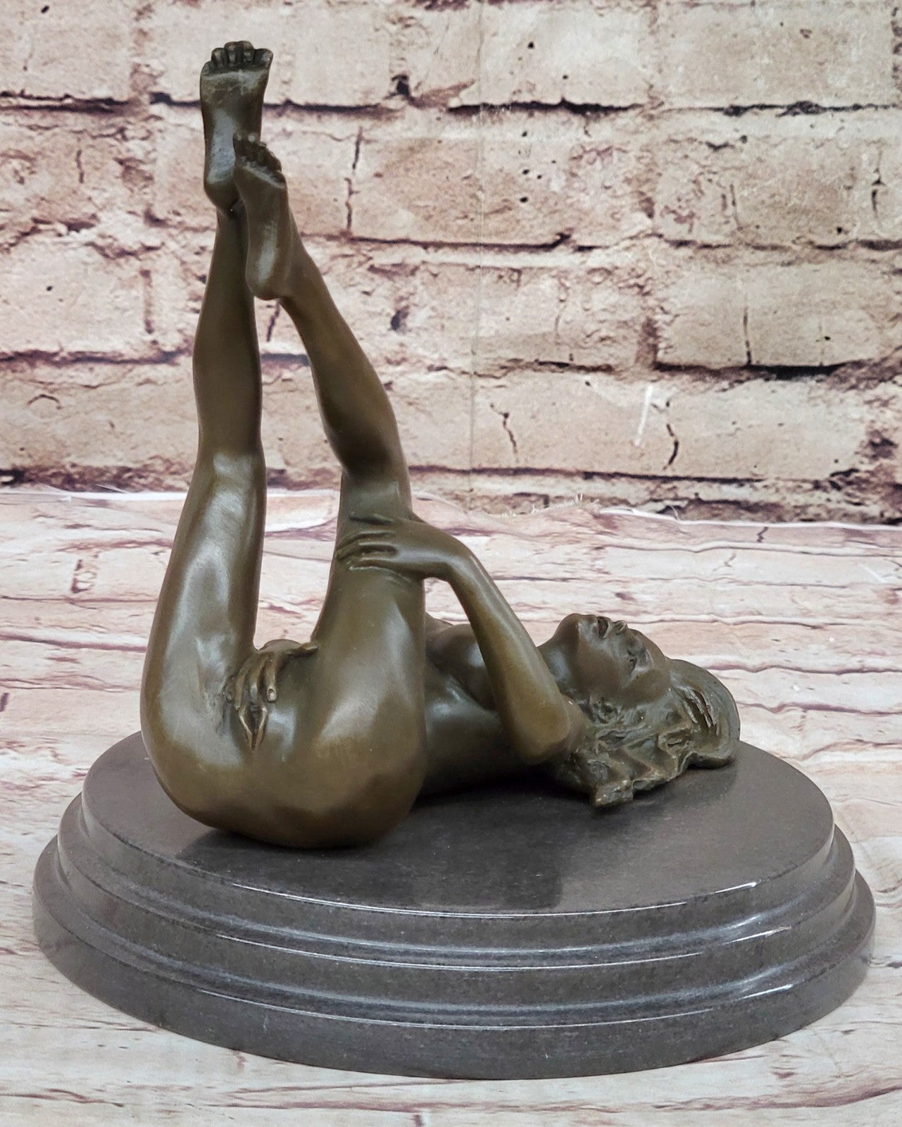 Western Art Deco Sculpture Nude Woman Girl Signed Bronze statue Figurine Figure