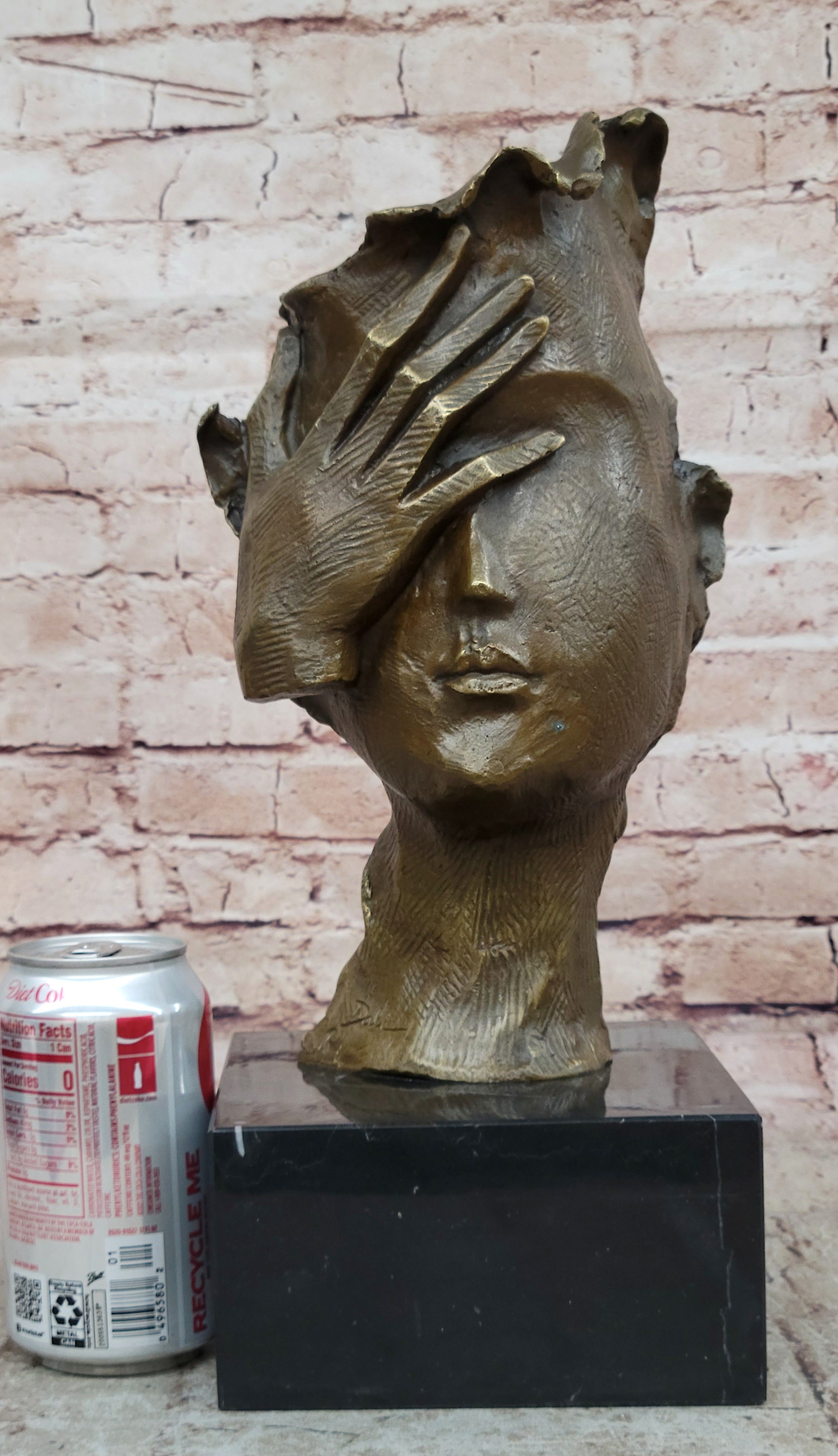 Hot Cast Dali Face Bronze Sculpture Marble Figurine Home Office Decoration 