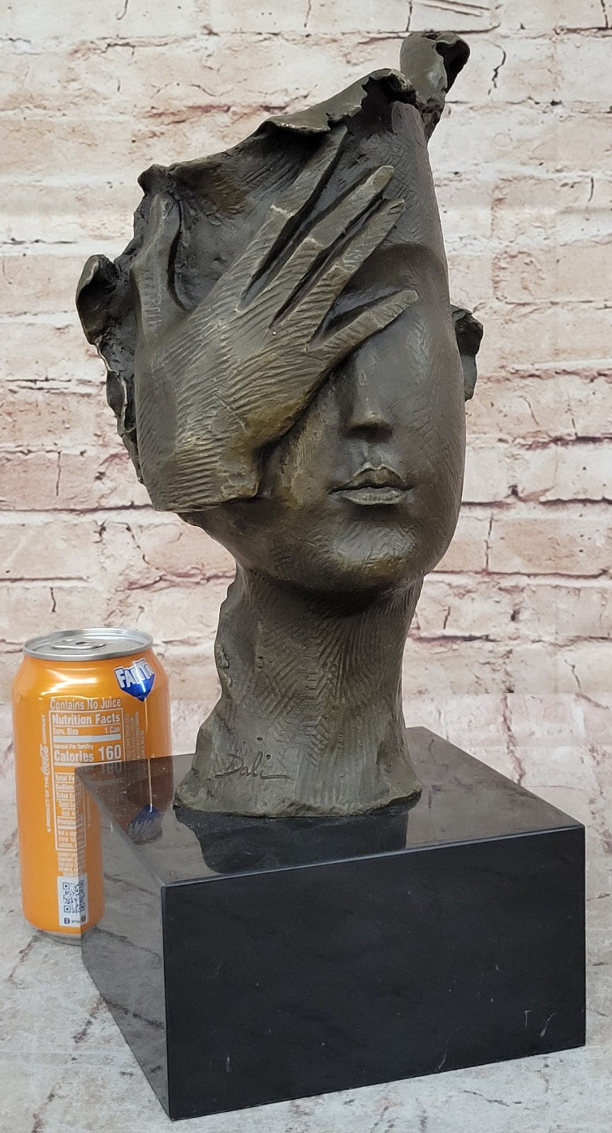 Hot Cast Dali Face Bronze Sculpture Marble Figurine Home Office Decoration 