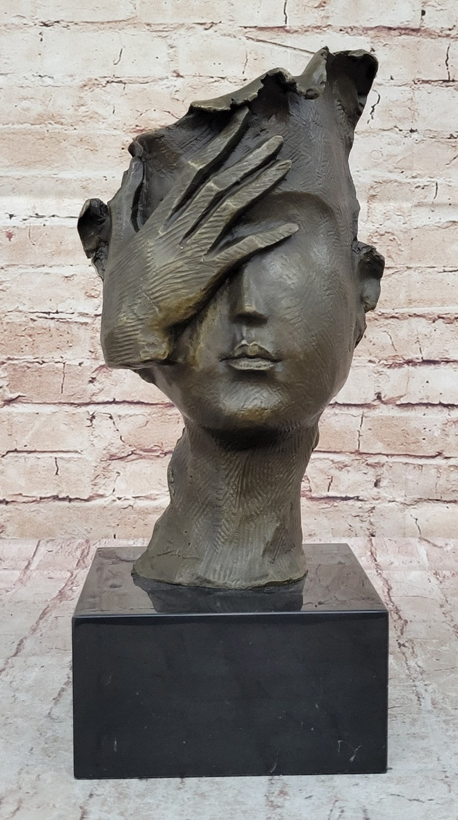 Hot Cast Dali Face Bronze Sculpture Marble Figurine Home Office Decoration 
