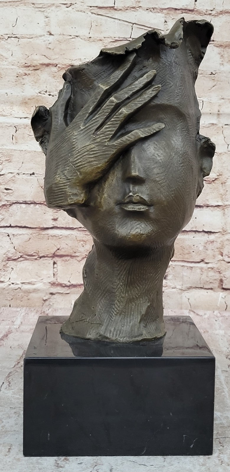 Hot Cast Dali Face Bronze Sculpture Marble Figurine Home Office Decoration 