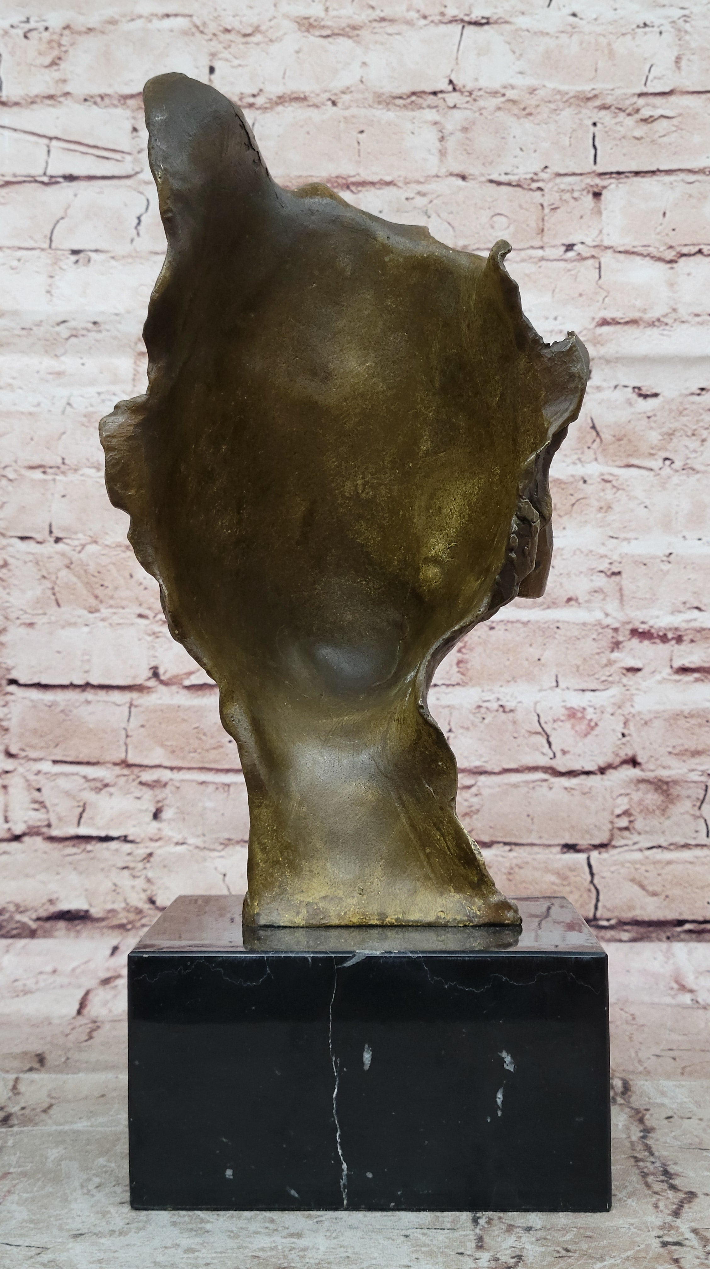 Hot Cast Dali Face Bronze Sculpture Marble Figurine Home Office Decoration 