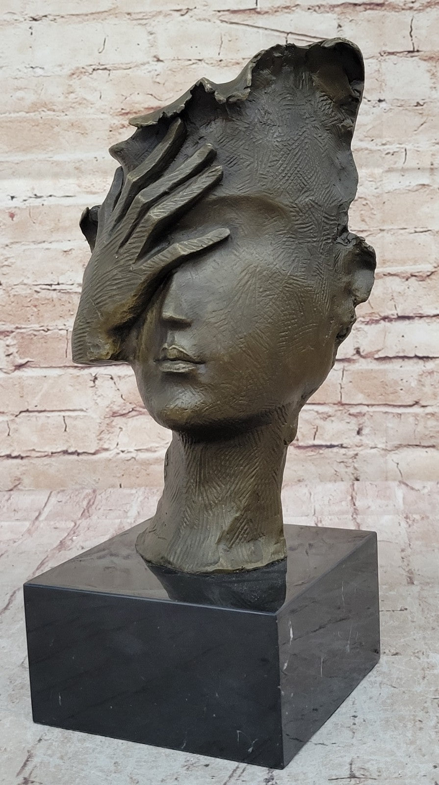 Hot Cast Dali Face Bronze Sculpture Marble Figurine Home Office Decoration 