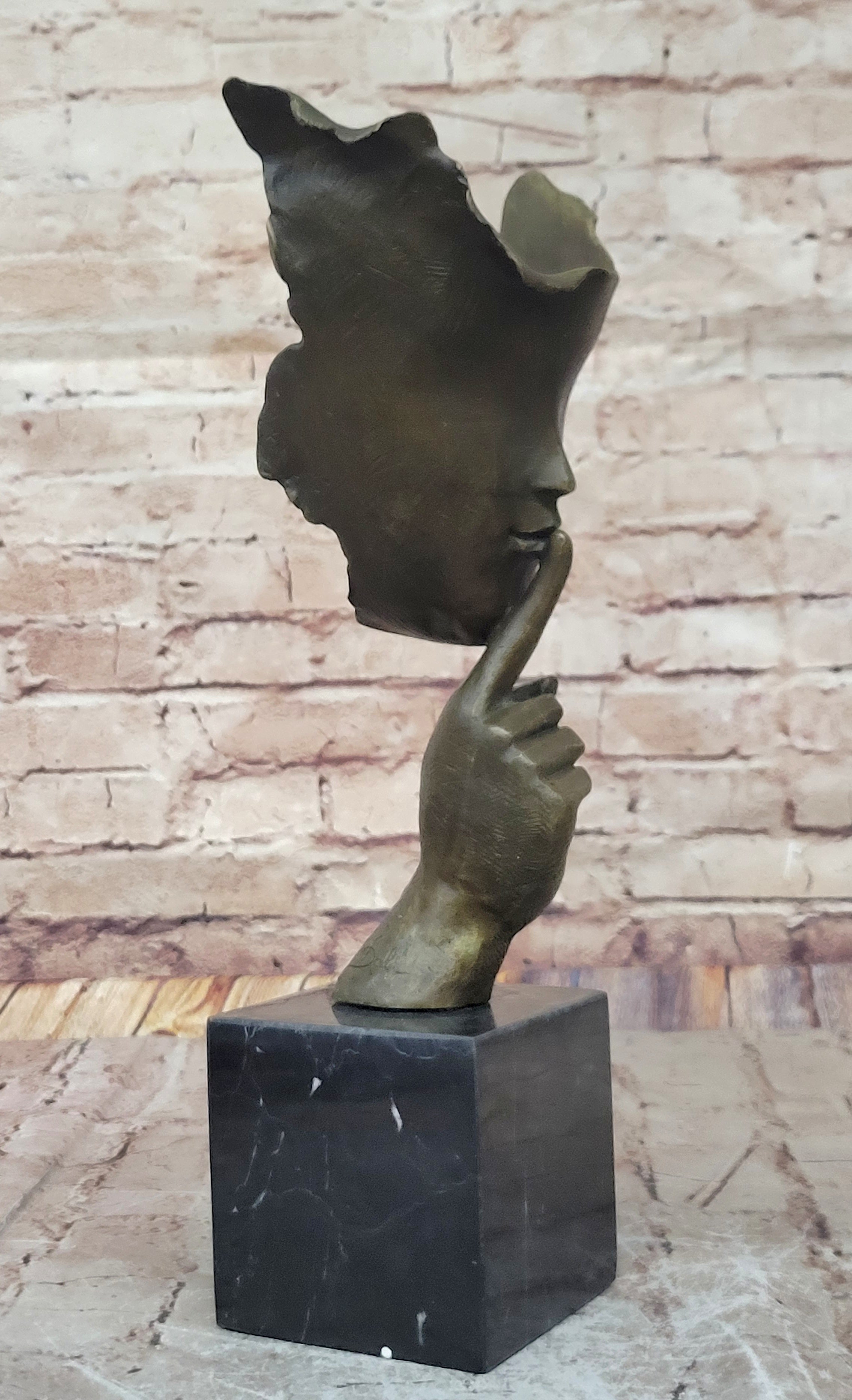 Hot Cast Dali Face Bronze Sculpture Marble Figurine Home Office Decoration Sale