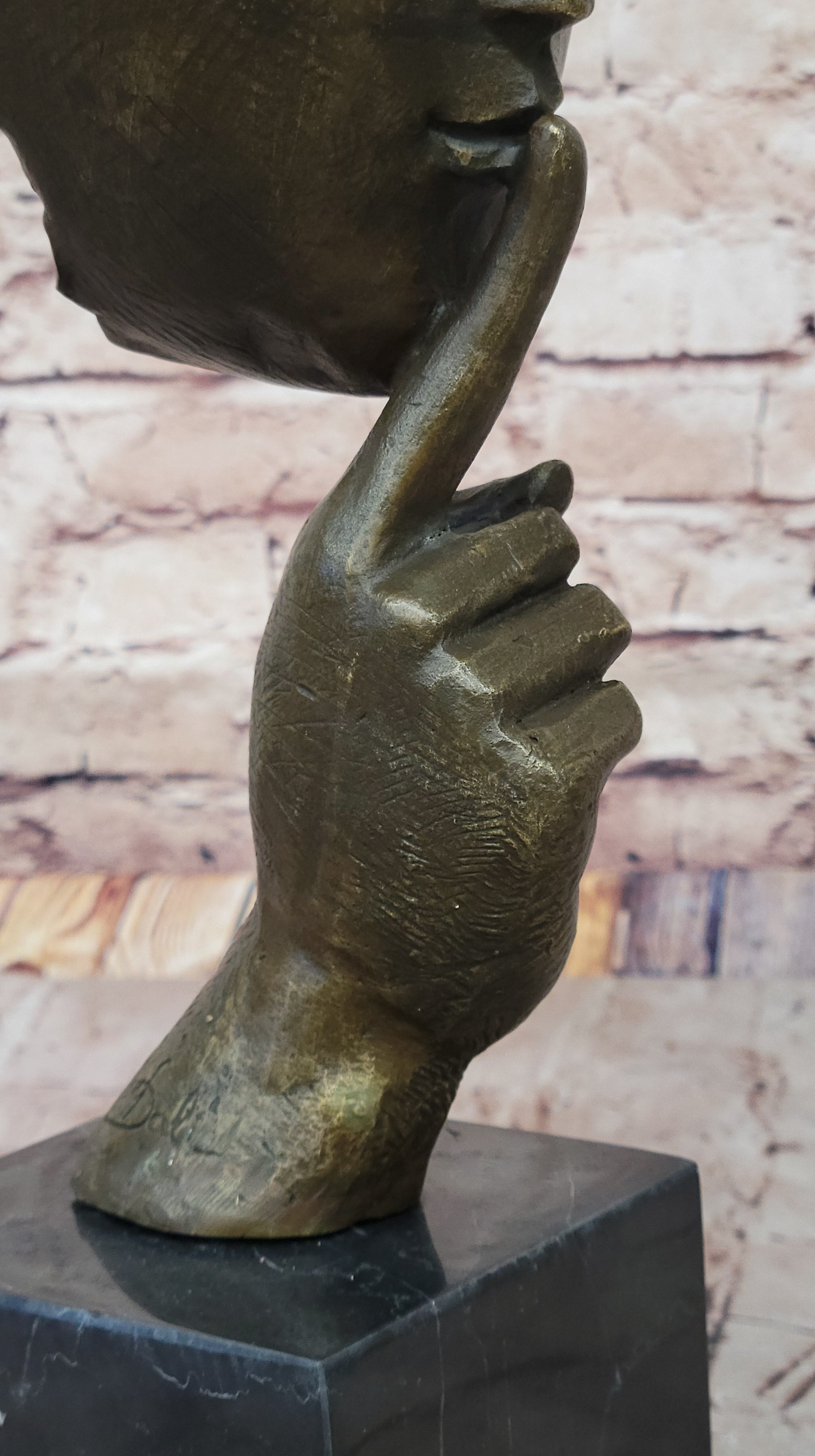 Hot Cast Dali Face Bronze Sculpture Marble Figurine Home Office Decoration Sale