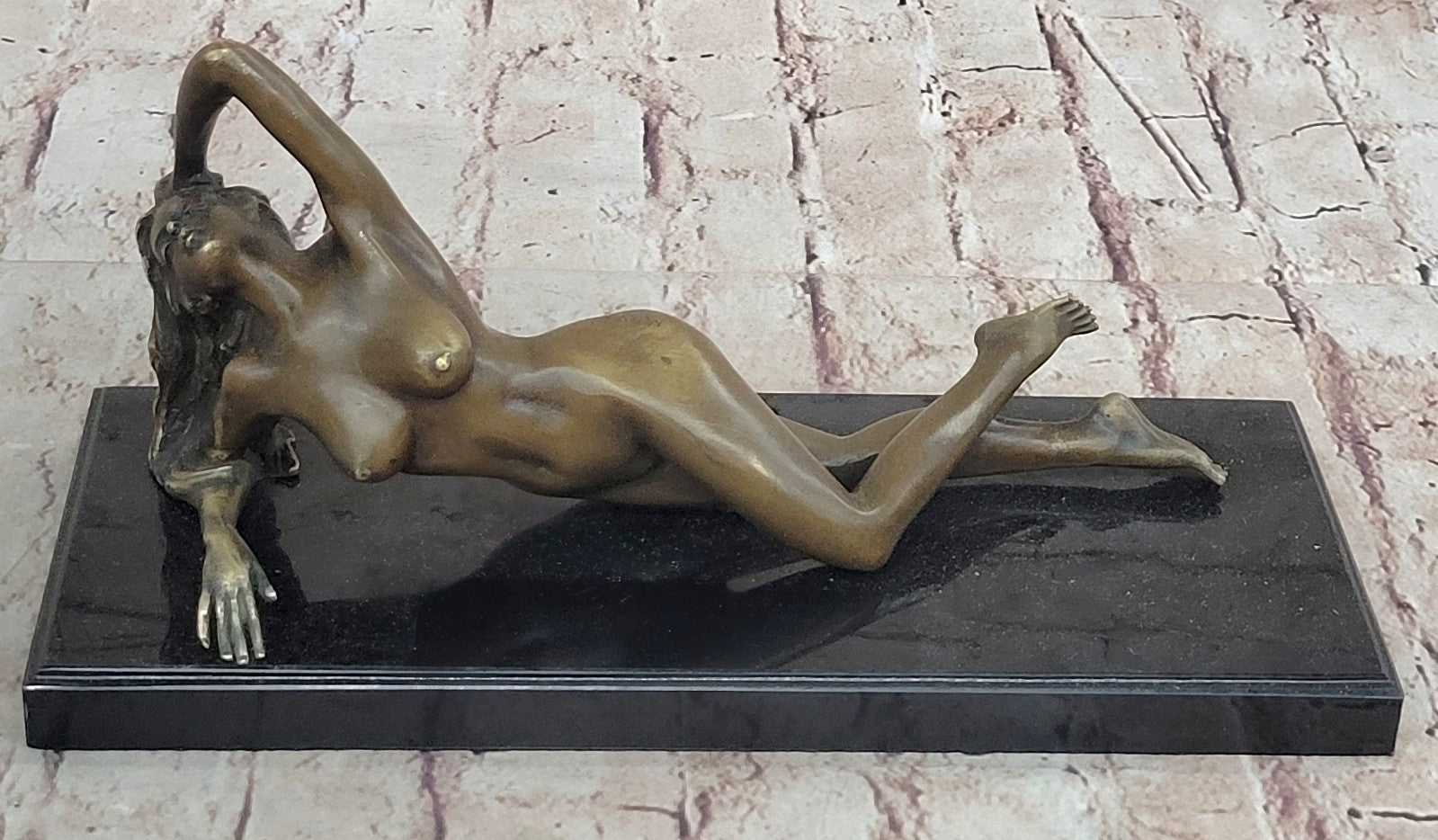 Bronze nude Statue "The Nymph Stripper" Figurine Lost Wax Casting Marble Base