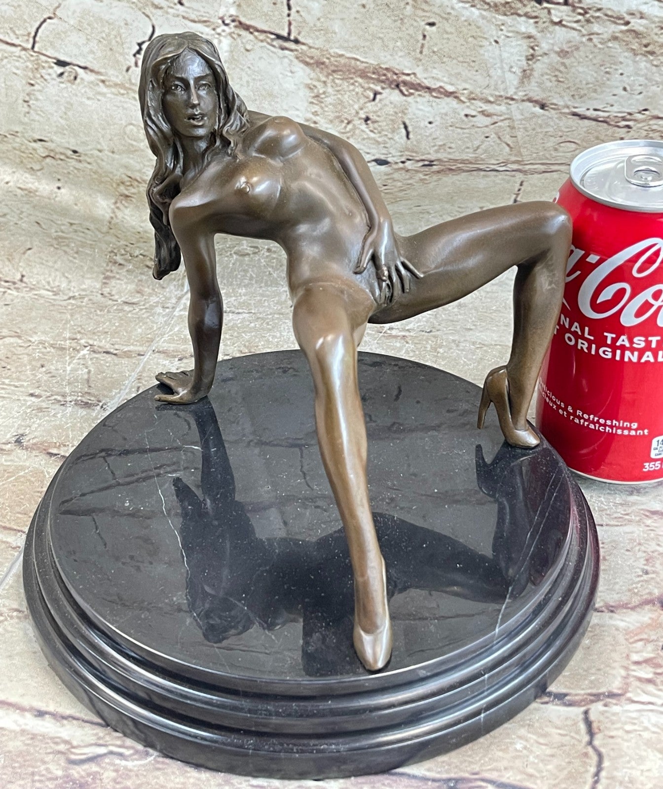 Handcrafted Collectible Nude Naked Erotic Woman Bronze Sculpture Statue Figure