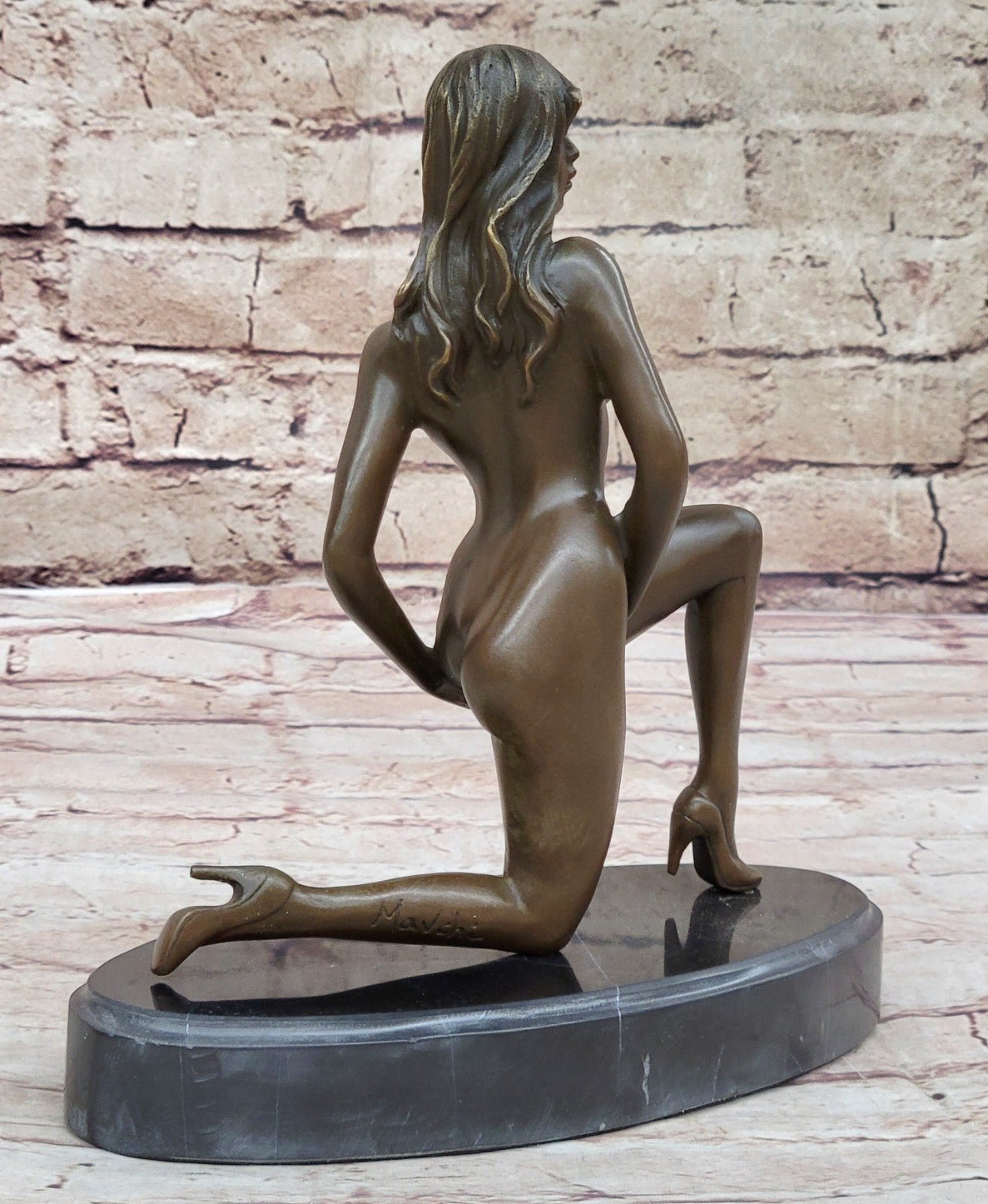 HIGHLY EROTIC NUDE SITTING BRONZE SCULPTURE STATUE FIGURE FIGURINE ART DÉCOR