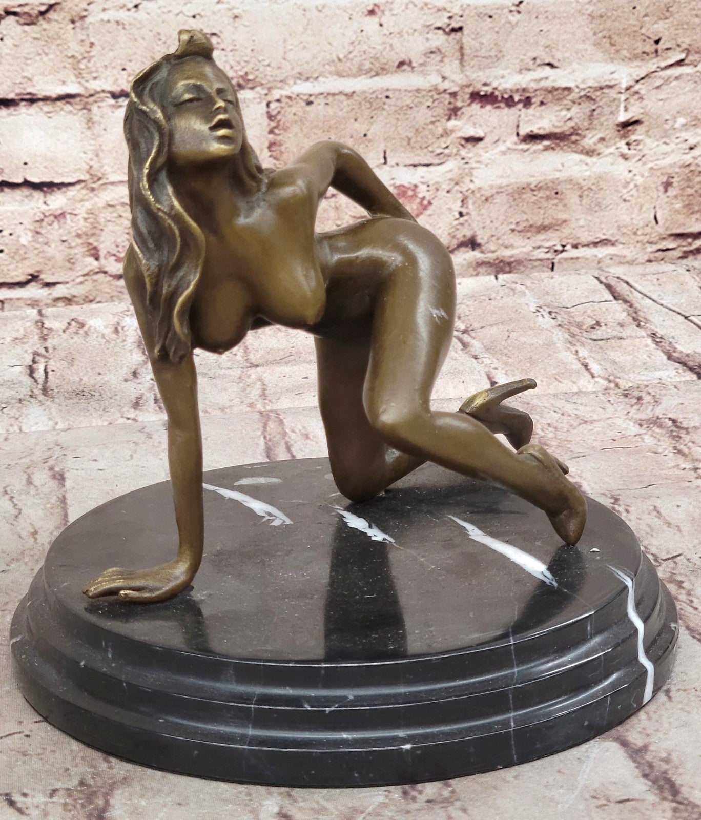 Signed Erotic Girl HotCast Nude Solid Bronze Collector Edition Statue Sculpture 
