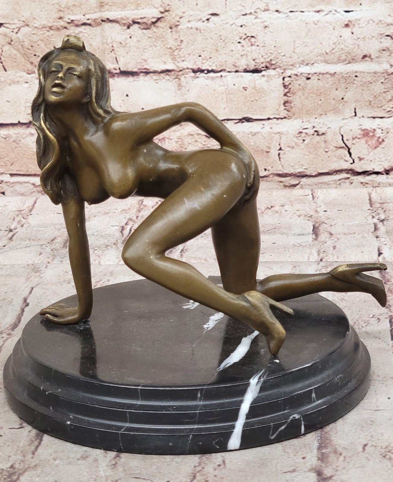 Signed Erotic Girl HotCast Nude Solid Bronze Collector Edition Statue Sculpture 