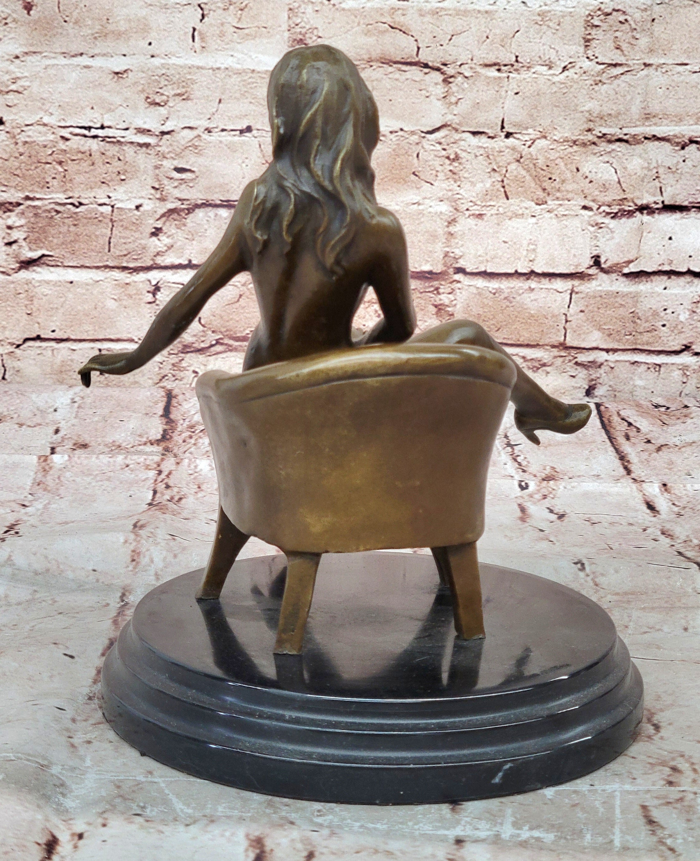 Nude Bronze Female Figurine Statue Naked Sexy Erotic Woman Lady Sculpture Figure