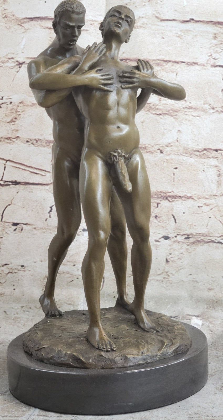 Bronze Sculpture Signed Original by Mavchi Called Loving Care Home Office Nude