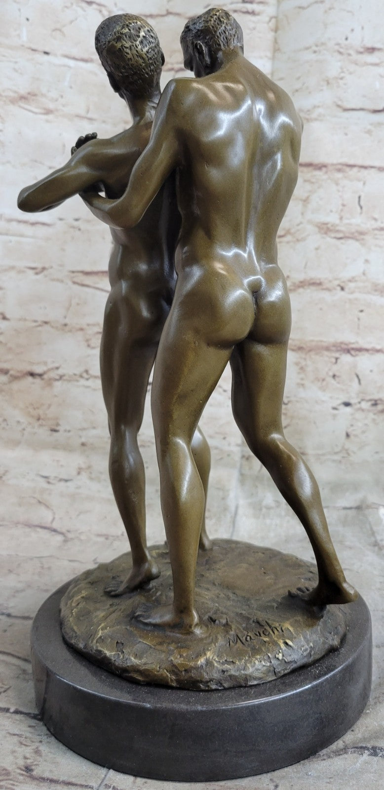 Bronze Sculpture Signed Original by Mavchi Called Loving Care Home Office Nude