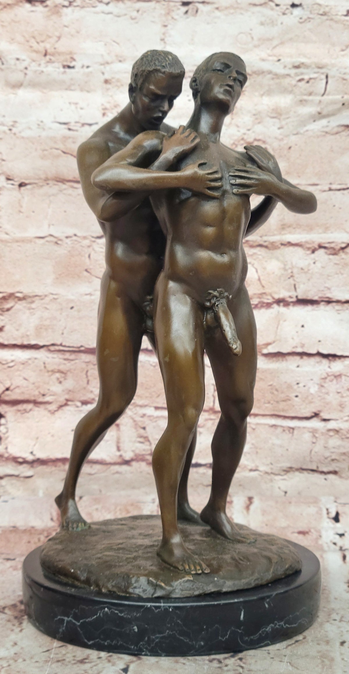 Bronze Sculpture Signed Original by Mavchi Called Loving Care Home Office Nude