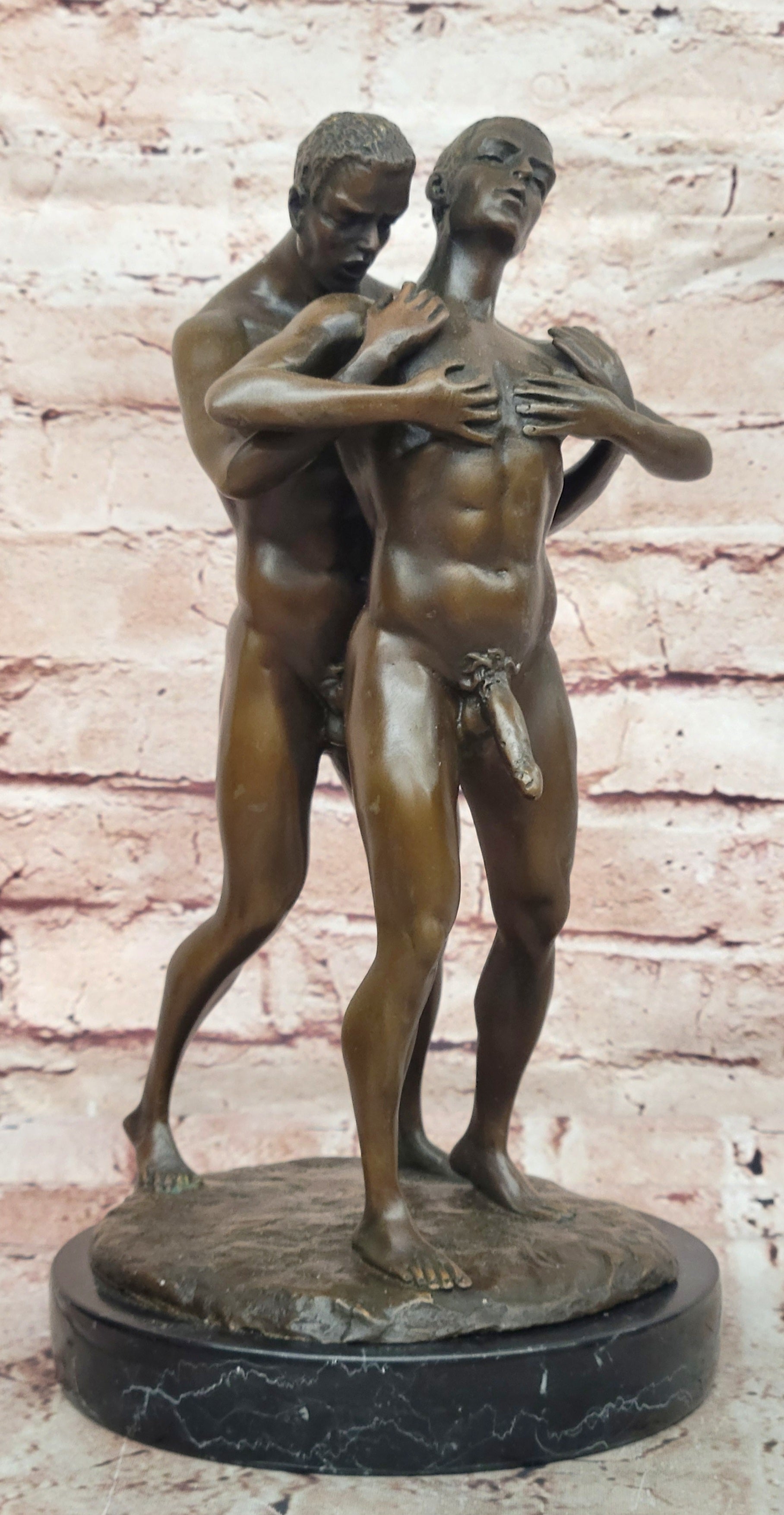 Bronze Sculpture Signed Original by Mavchi Called Loving Care Home Office Nude