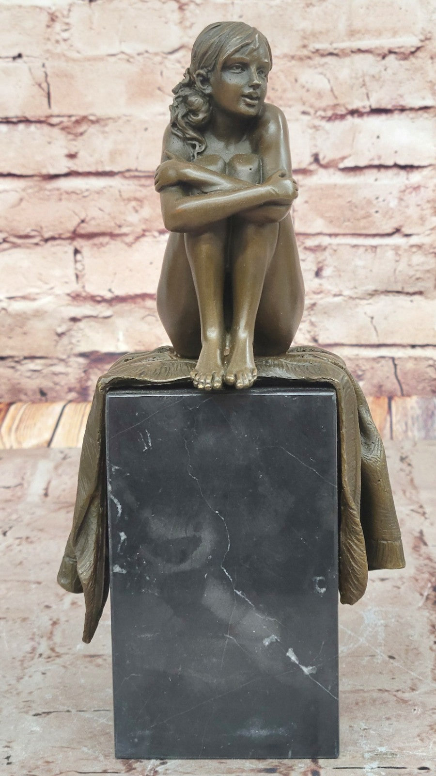 Handcrafted Detaile Nude Lady/Girl/Woman/Female Shy Girl Bronze Sculpture Statue