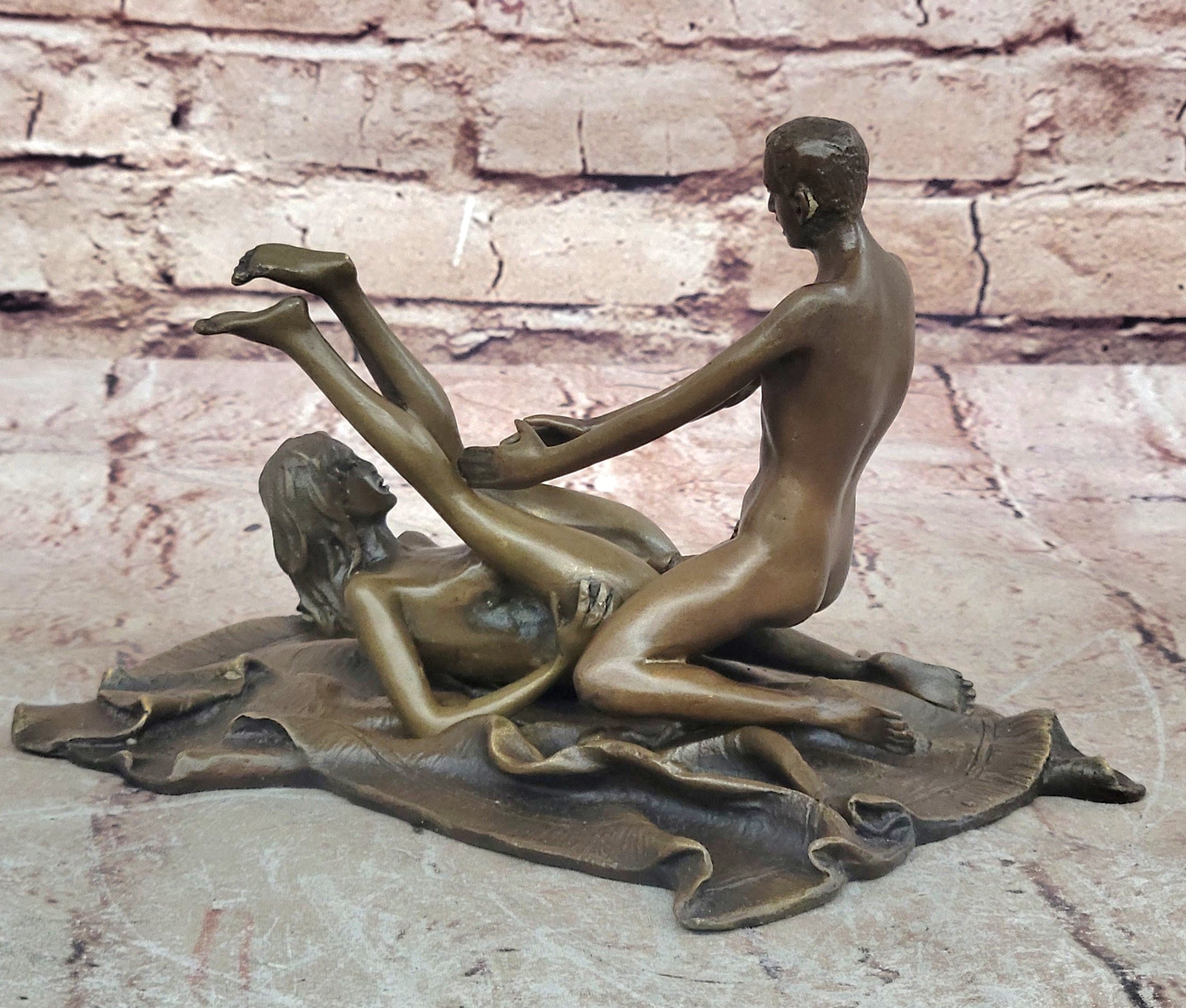 100% Genuine Bronze Couple Working Out on Flying Carpet Masterpiece Figurine Sale