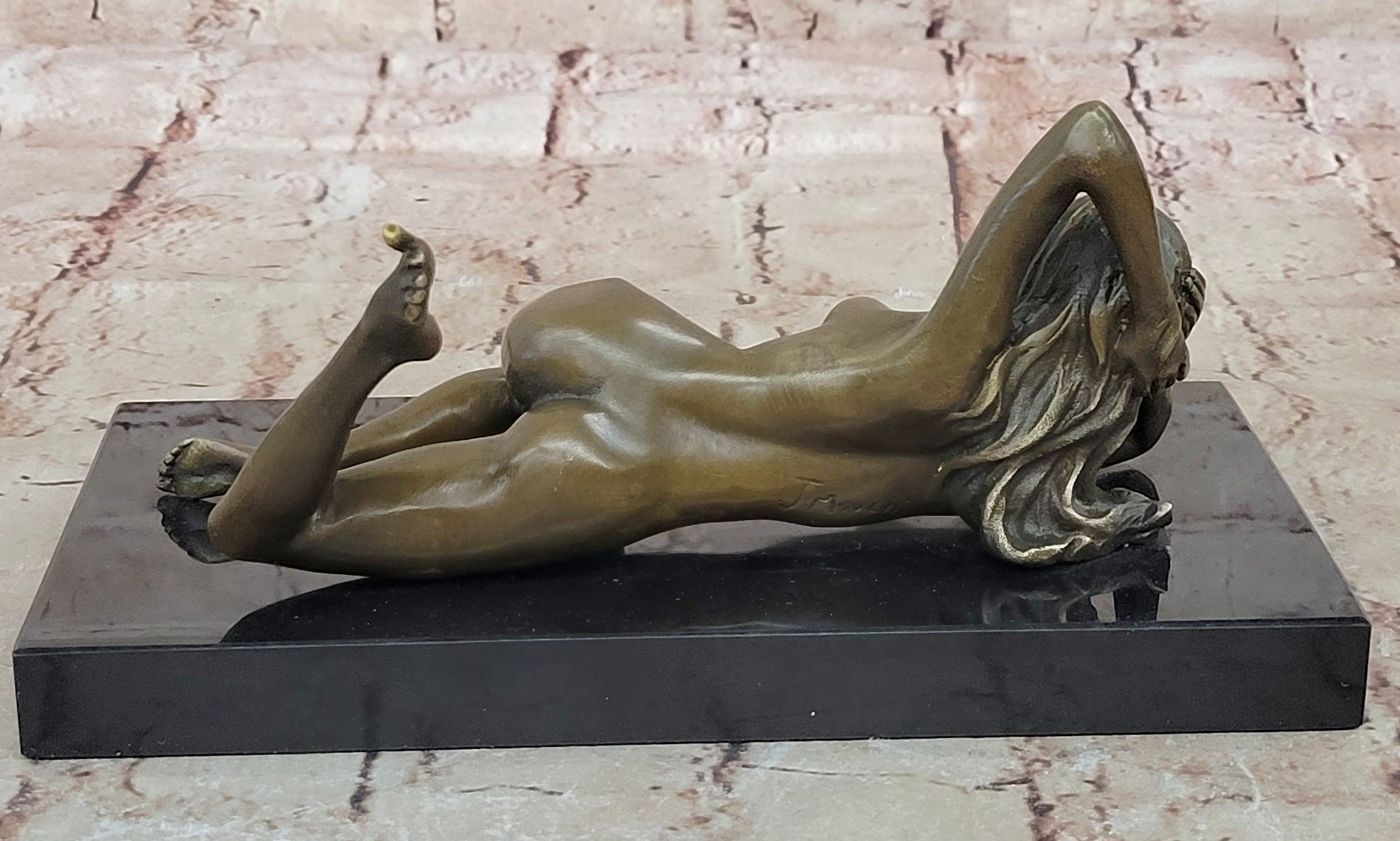 Nude Temptress Crawls Bronze Sculpture Statue Hot Cast Figurine Figure Erotic