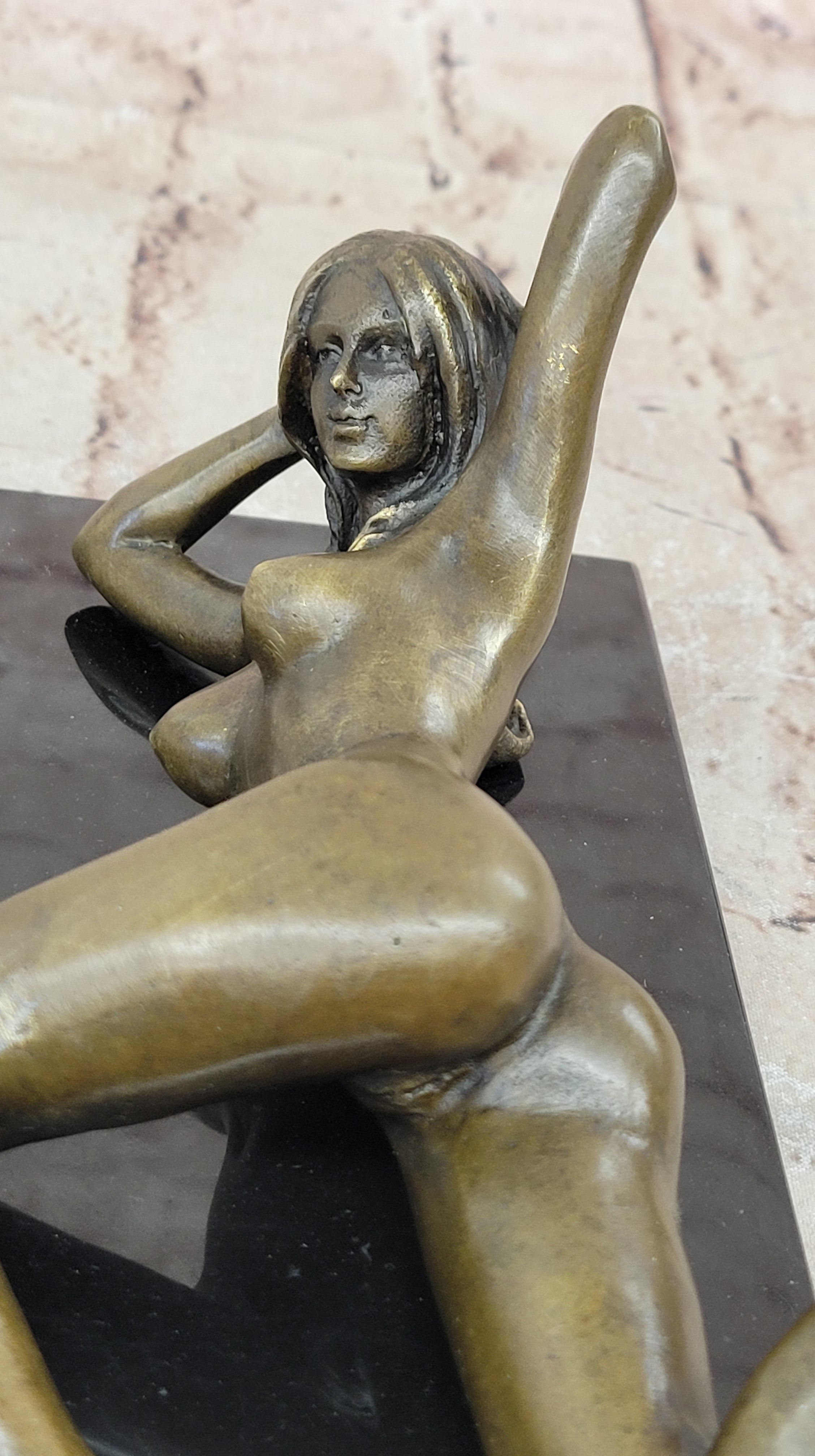 Nude Temptress Crawls Bronze Sculpture Statue Hot Cast Figurine Figure Erotic