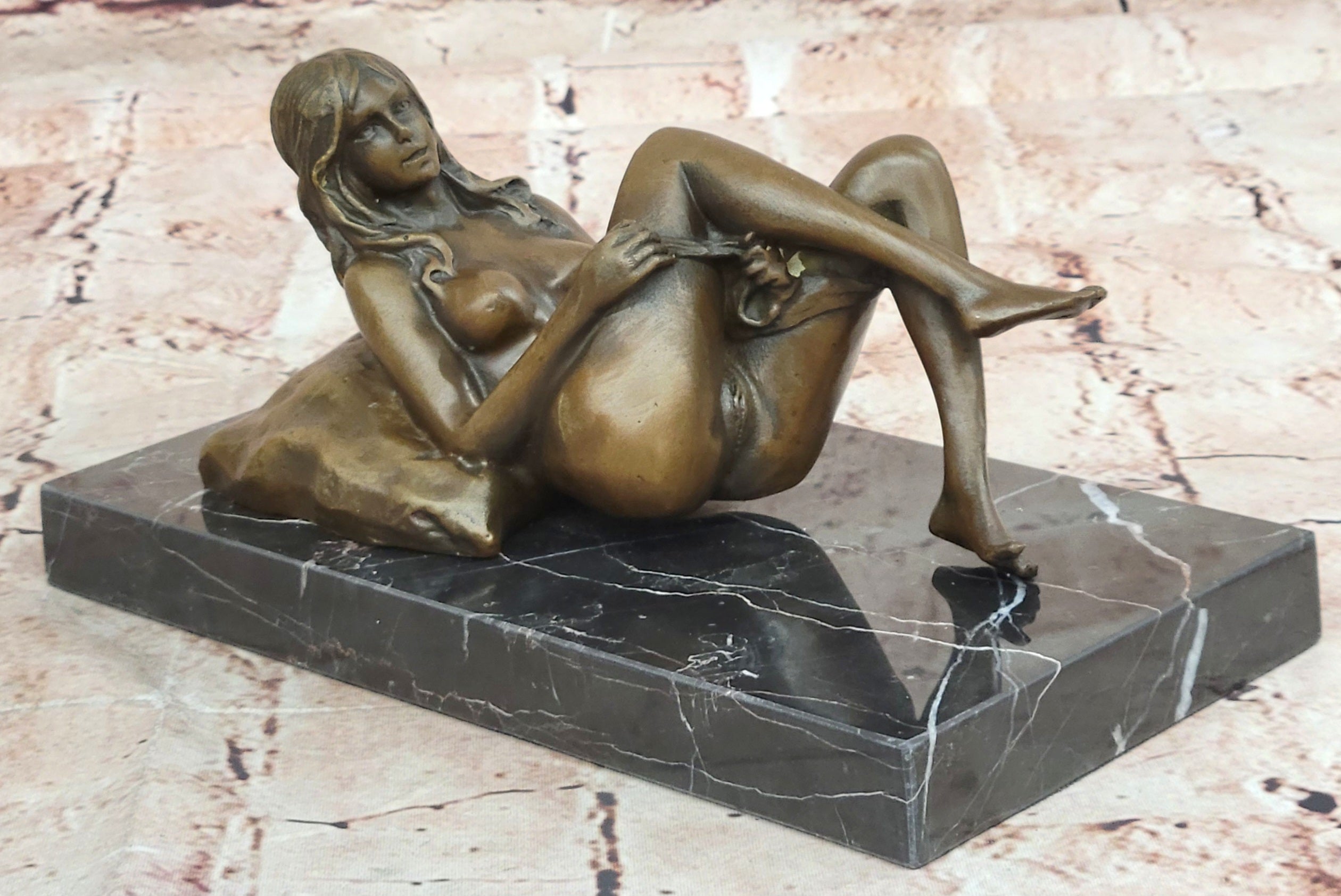 BRONZE NUDE WOMAN Girl Model Erotic sculpture CLOSEOUT ART statue Marble Figure