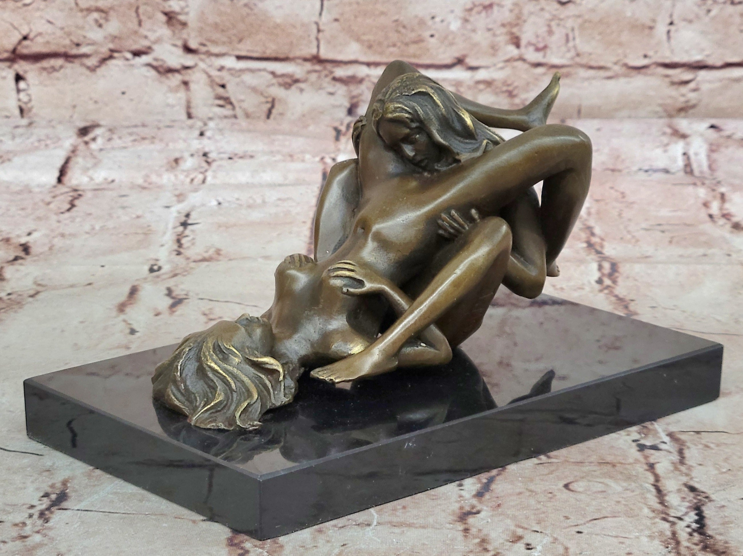 Bronze Sculpture Art Deco Modern Nude Decor Woman Erotic Metal Hand Made Artwork