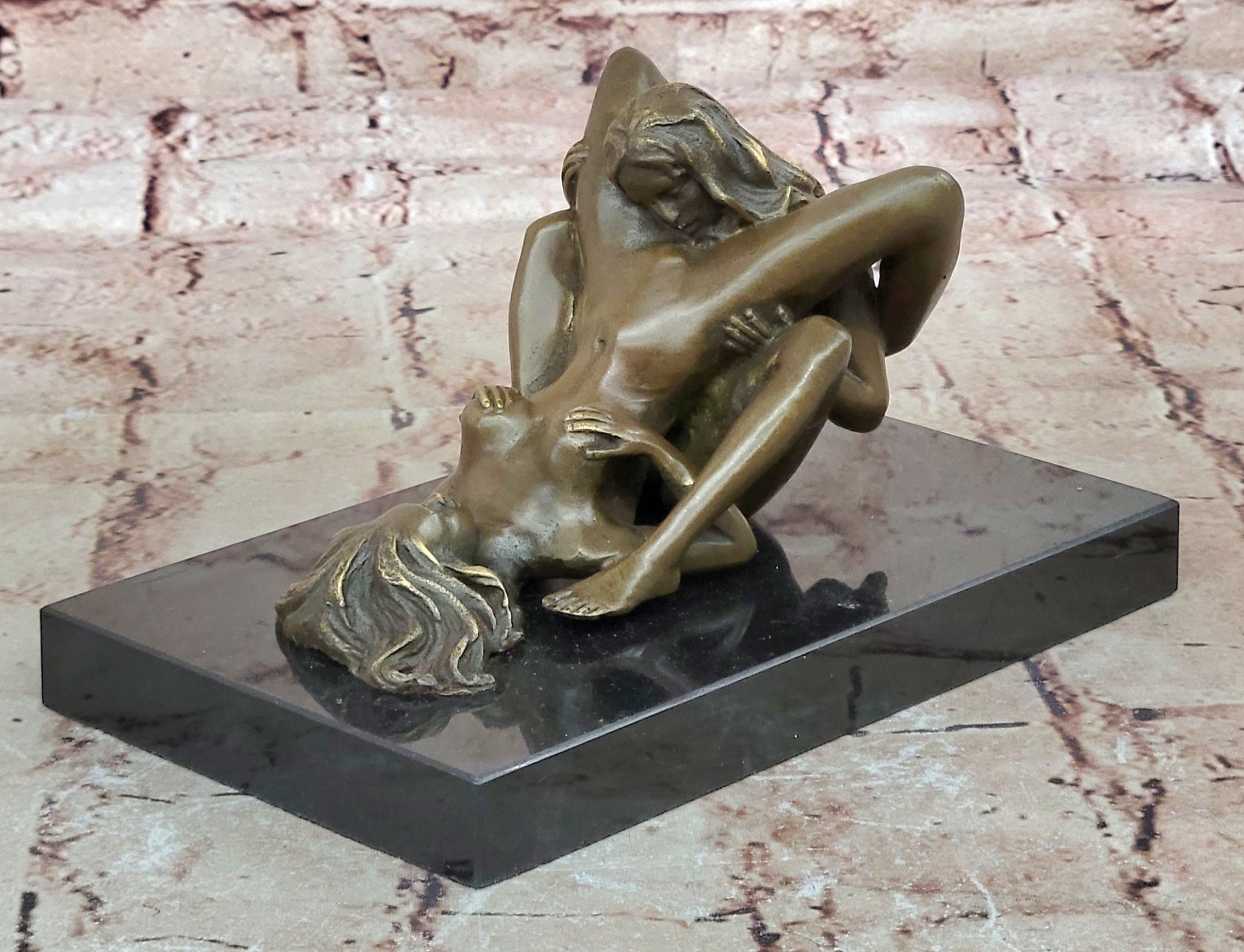 Bronze Sculpture Art Deco Modern Nude Decor Woman Erotic Metal Hand Made Artwork