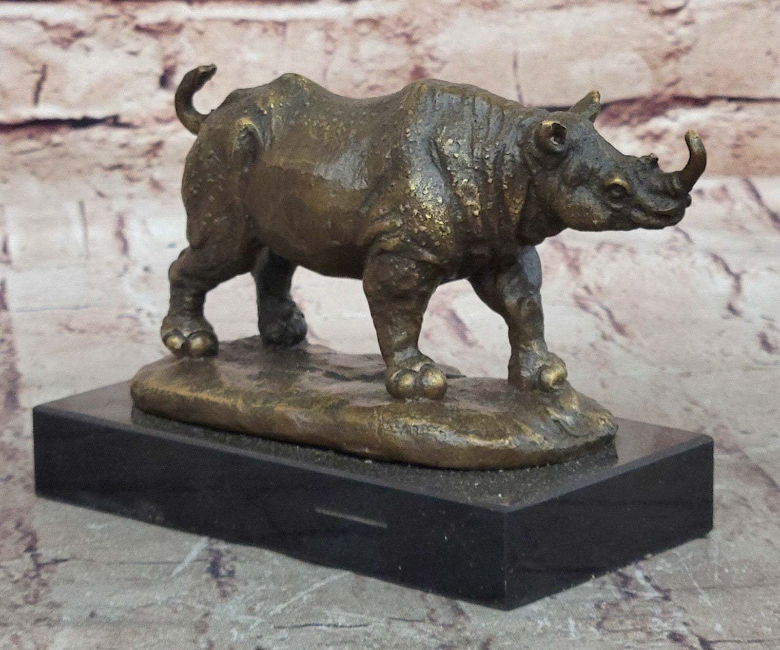 Salvador Dali Signed Rhino Bronze Statue Wildlife Sculpture Hot Cast Art Decor