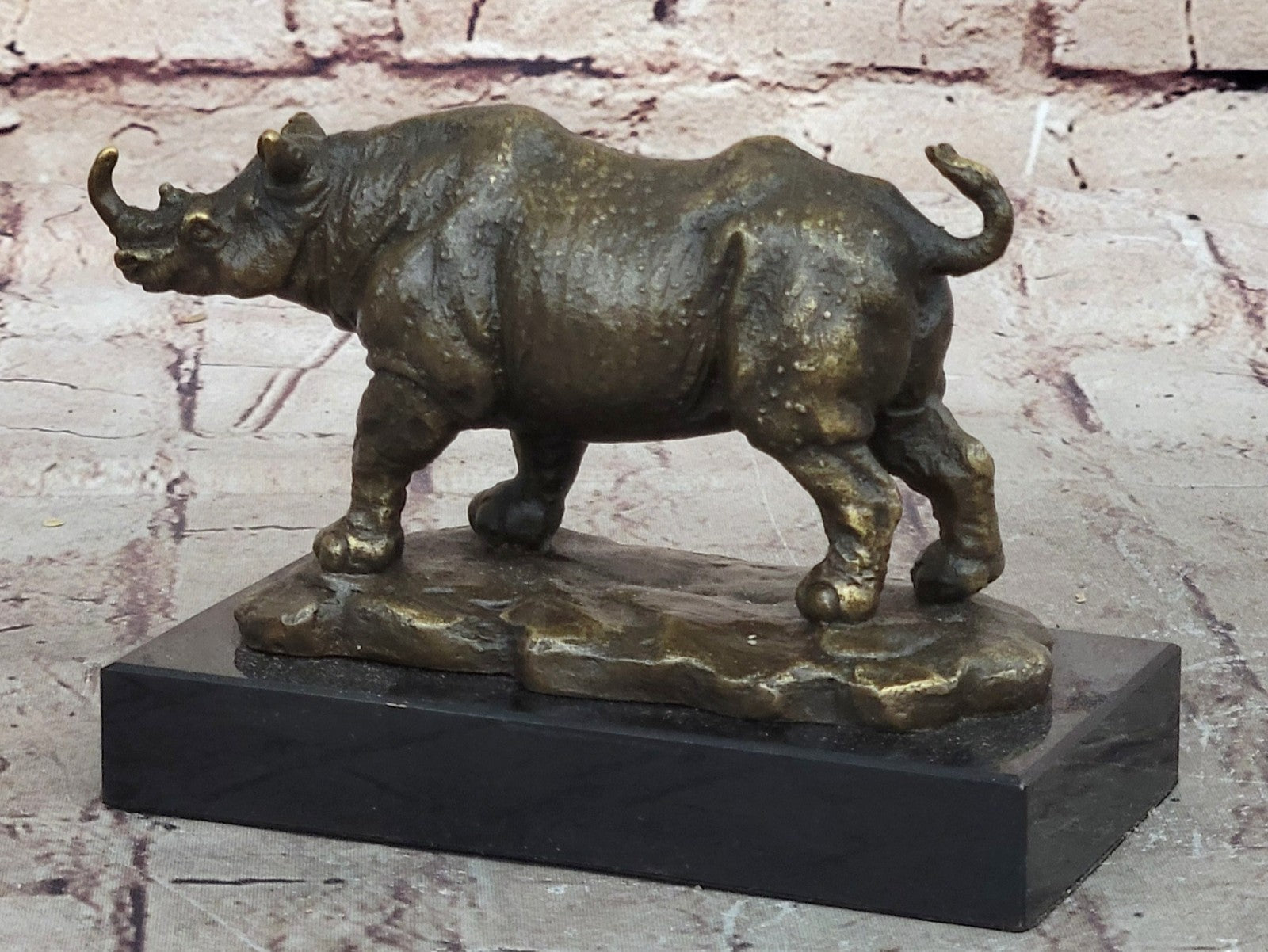 Salvador Dali Signed Rhino Bronze Statue Wildlife Sculpture Hot Cast Art Decor
