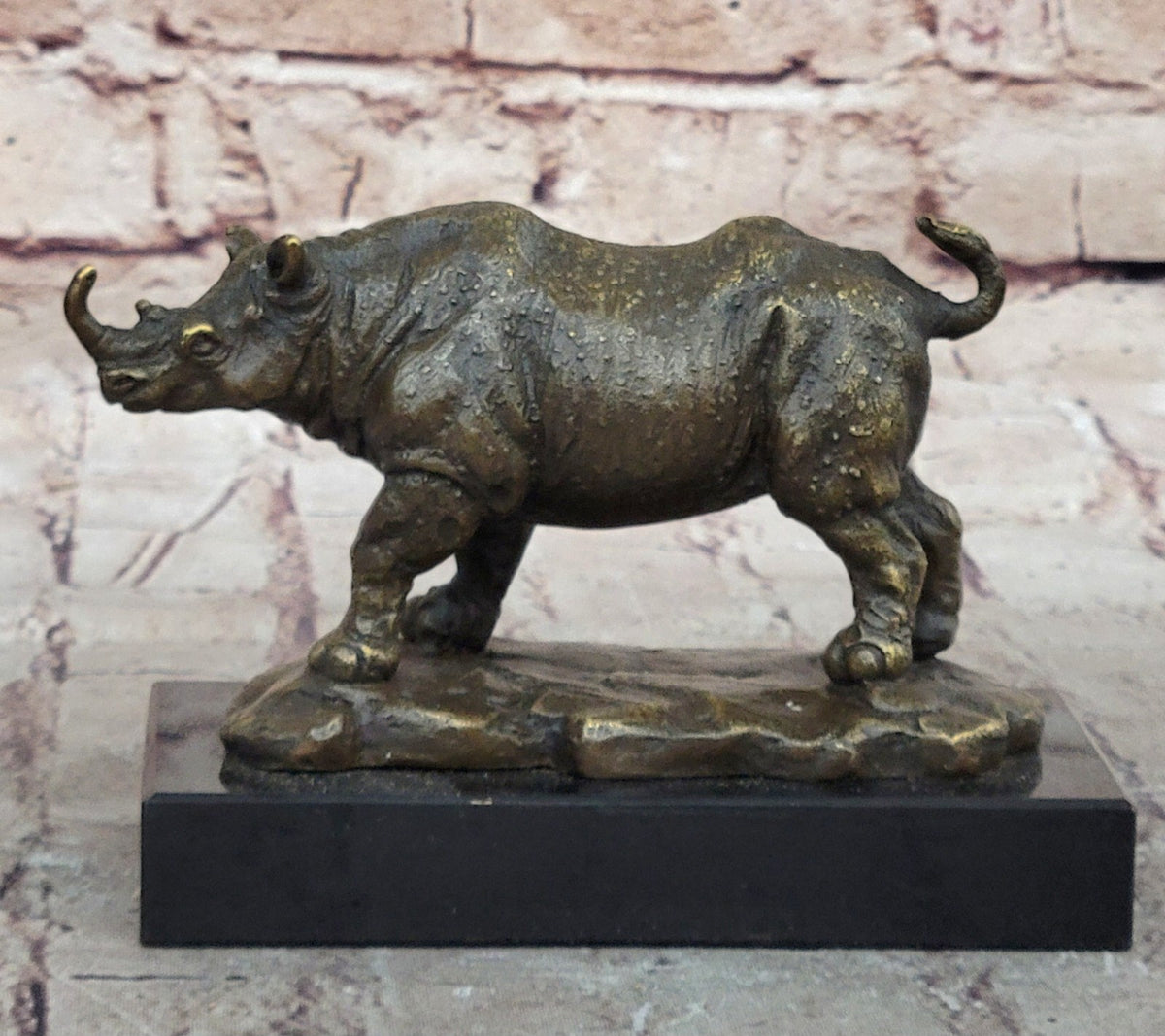 Salvador Dali Signed Rhino Bronze Statue Wildlife Sculpture Hot Cast Art Decor