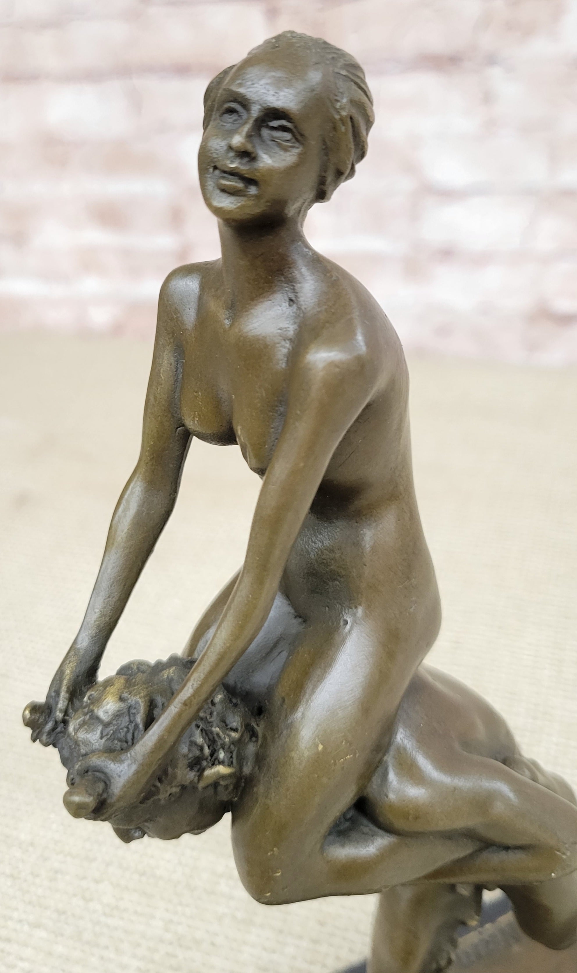 Handcrafted bronze sculpture SALE Bergman Satyr And Nymph Erotic Vienna Signed