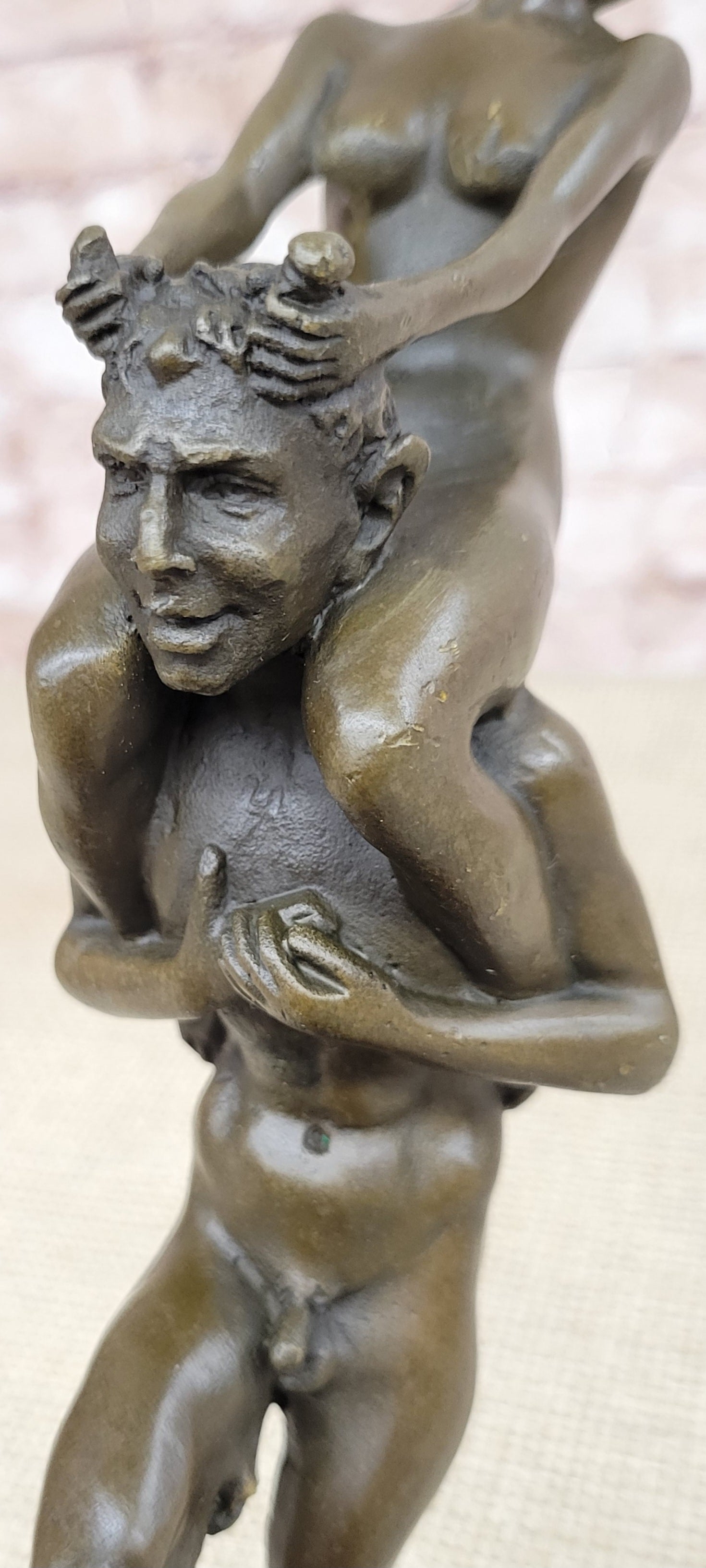 Handcrafted bronze sculpture SALE Bergman Satyr And Nymph Erotic Vienna Signed