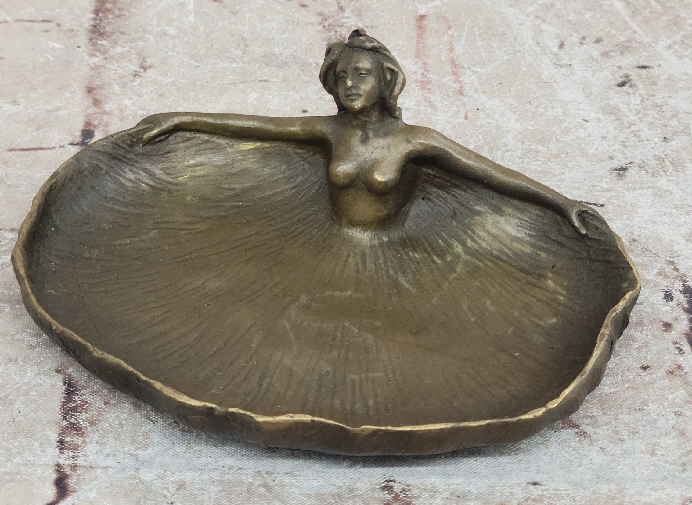 Rubin Special Circular Patina Jewelry Tray Bronze Sculpture Statue Figure Nude