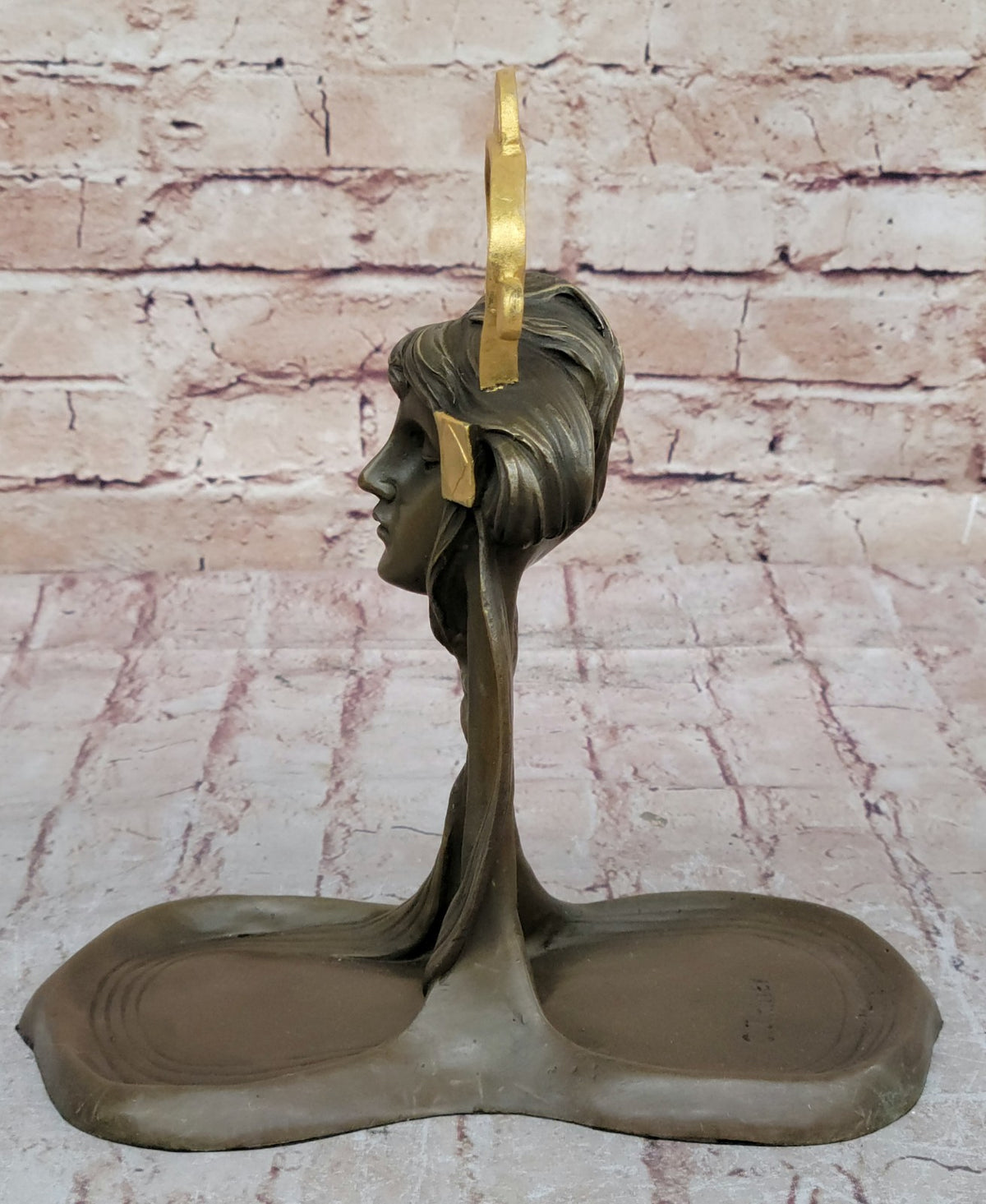 Handcrafted bronze sculpture SALE Wax Lost Figural Dish Candy Nouveau Art