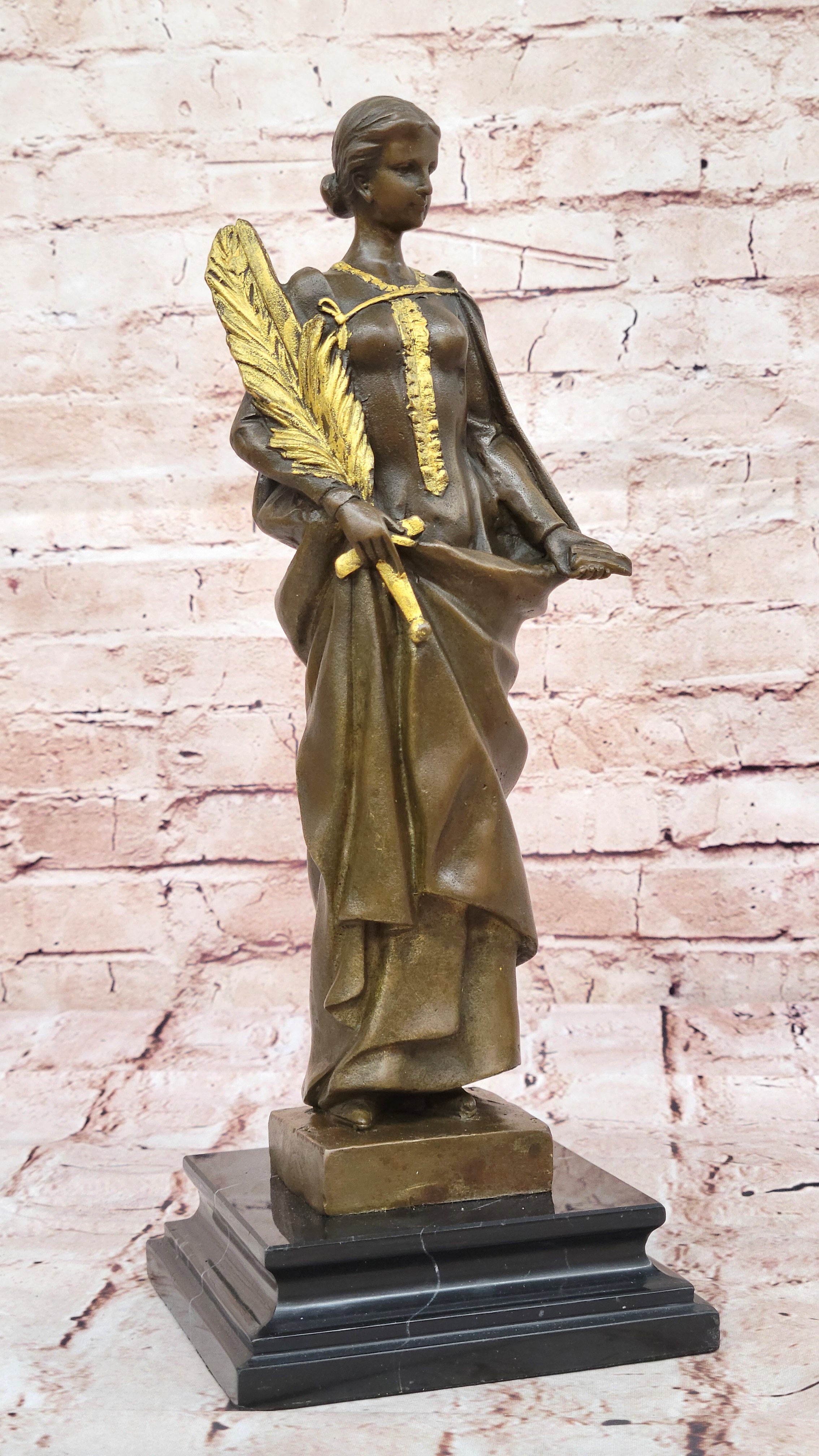 Handcrafted bronze sculpture SALE Bas Marble Goddess Greek Wisdom Lady Deco Art