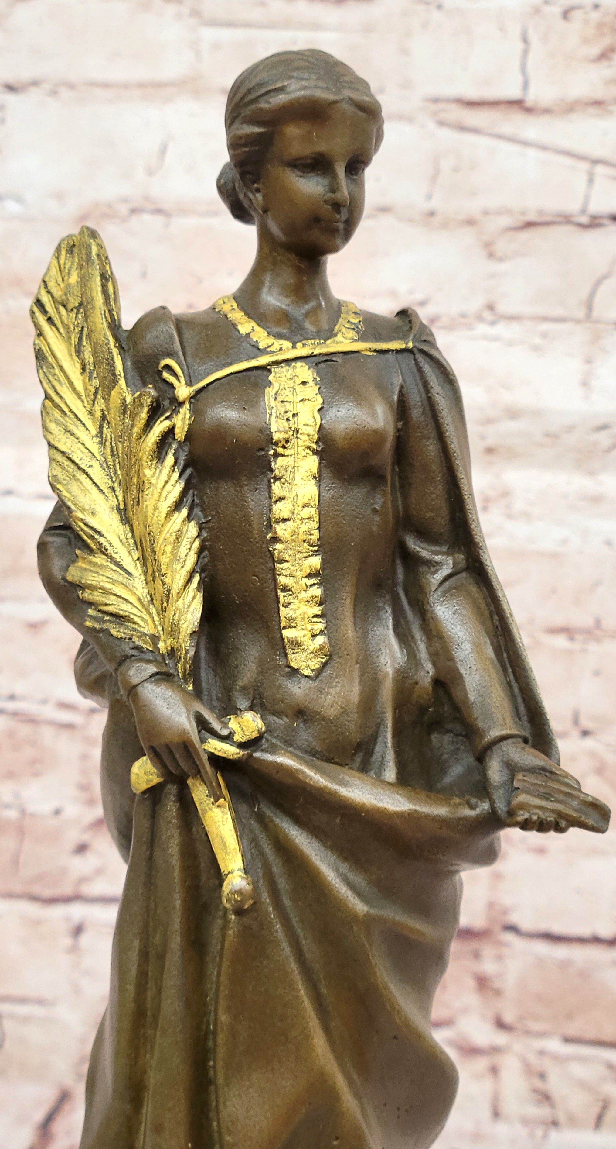 Handcrafted bronze sculpture SALE Bas Marble Goddess Greek Wisdom Lady Deco Art