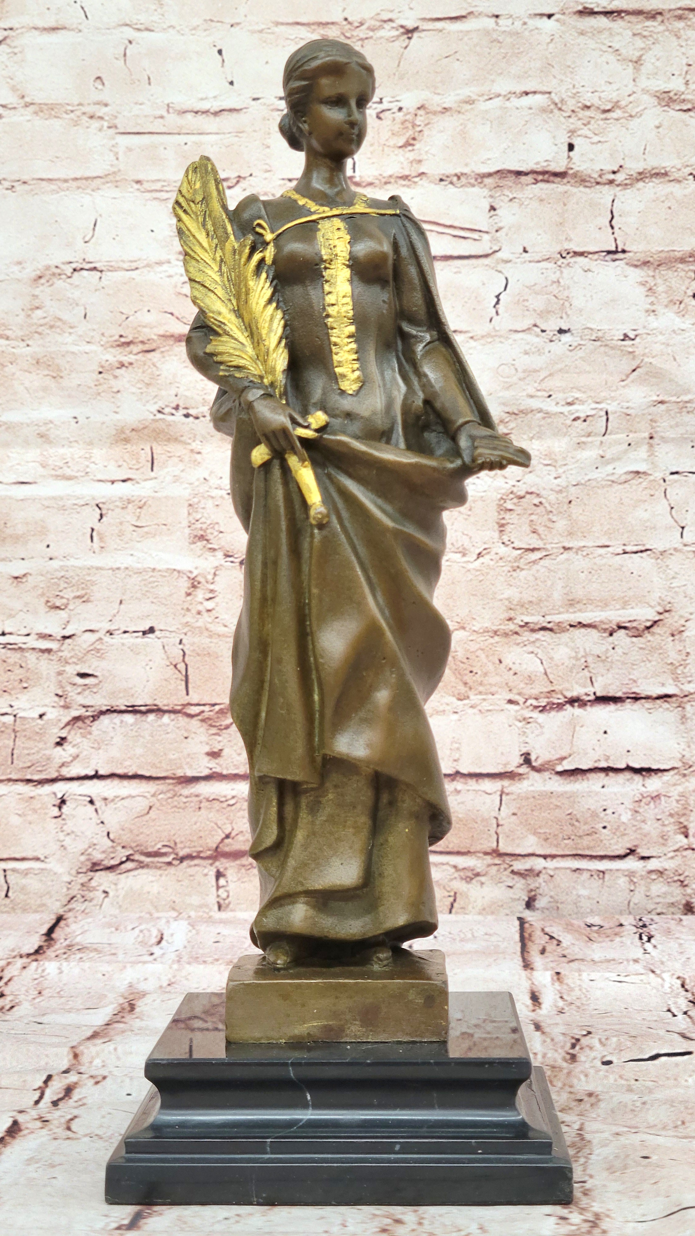 Handcrafted bronze sculpture SALE Bas Marble Goddess Greek Wisdom Lady Deco Art