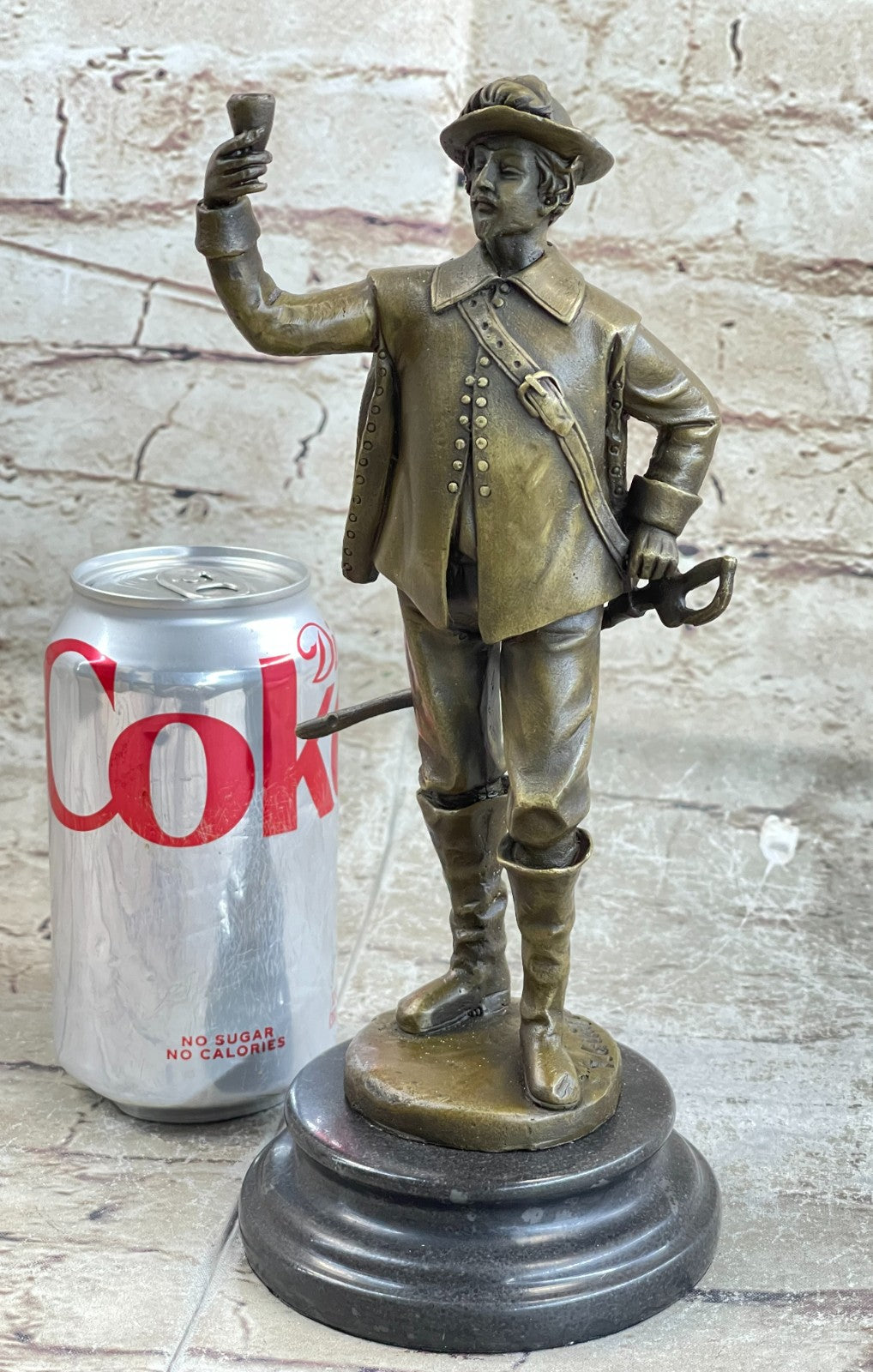 Hot Cast Cavalier with Sword Bronze Sculpture Marble Figurine Statue Figure