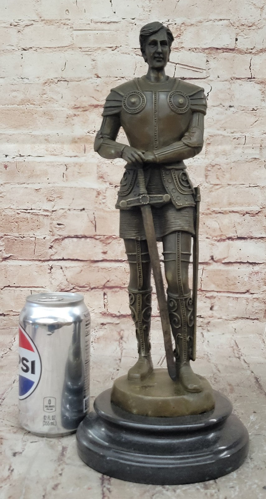 Portuguese Bronze Sculpture Knight in Armor by R. Bouillot Handcrafted Figurine