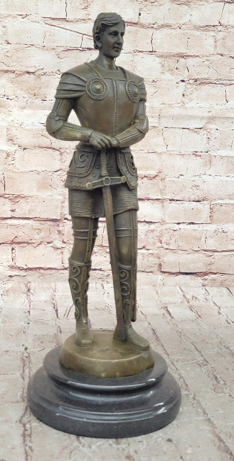 Portuguese Bronze Sculpture Knight in Armor by R. Bouillot Handcrafted Figurine