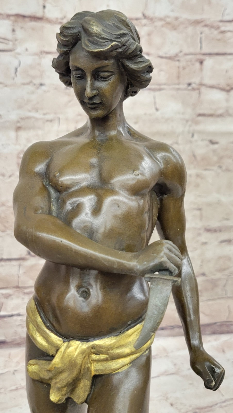 Handcrafted bronze sculpture SALE Leopard Killing Tarzan Young Patina Gold
