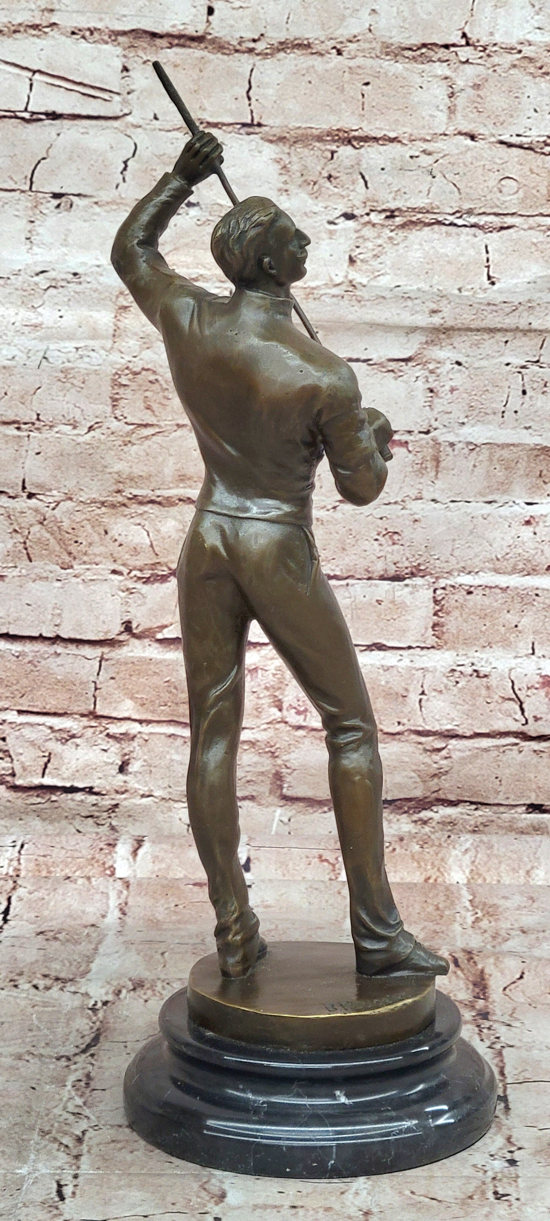 Hot Cast Fencer Sport Bronze Sculpture Home Office Trophy Marble Base Figurine