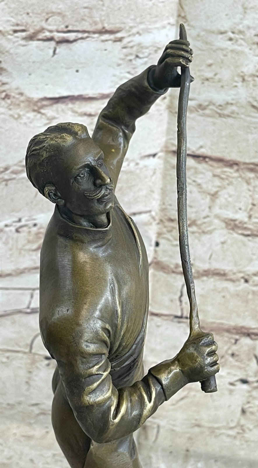 Hot Cast Fencer Sport Bronze Sculpture Home Office Trophy Marble Base Figurine