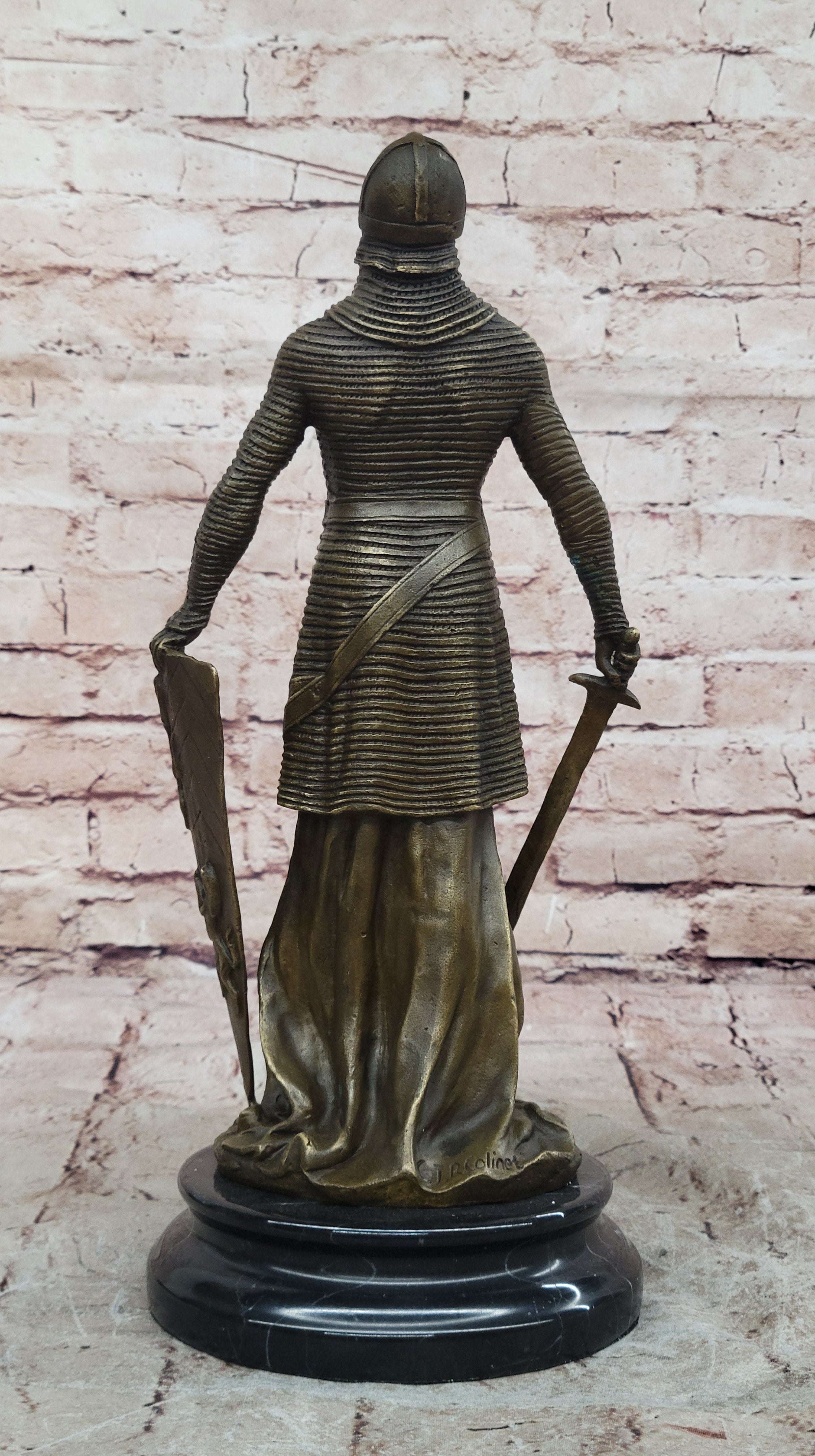 Medieval Knight on Horse Statue 100% Pure Hand Made Bronze Hot Cast Sculpture NR