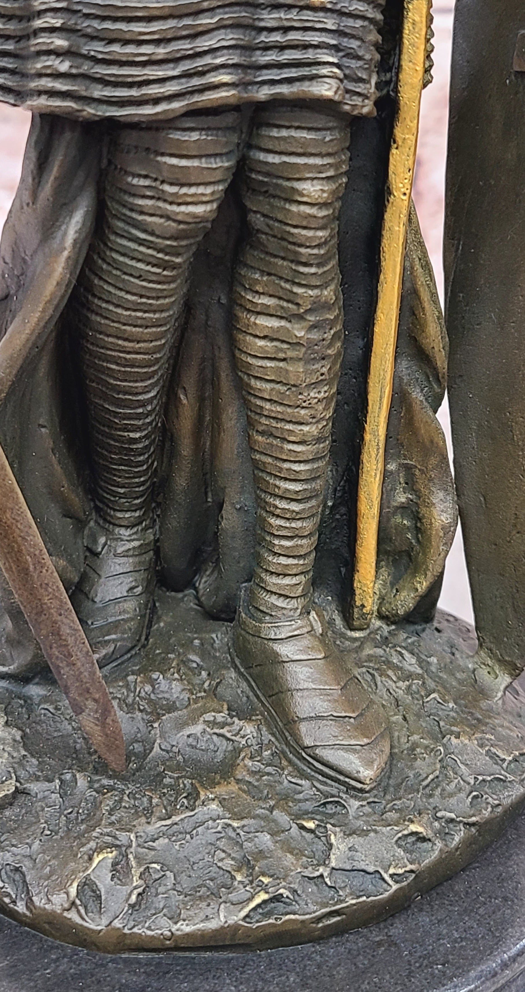 Handcrafted bronze sculpture SALE Art Warrior Knight Armor Base Marble Figurine