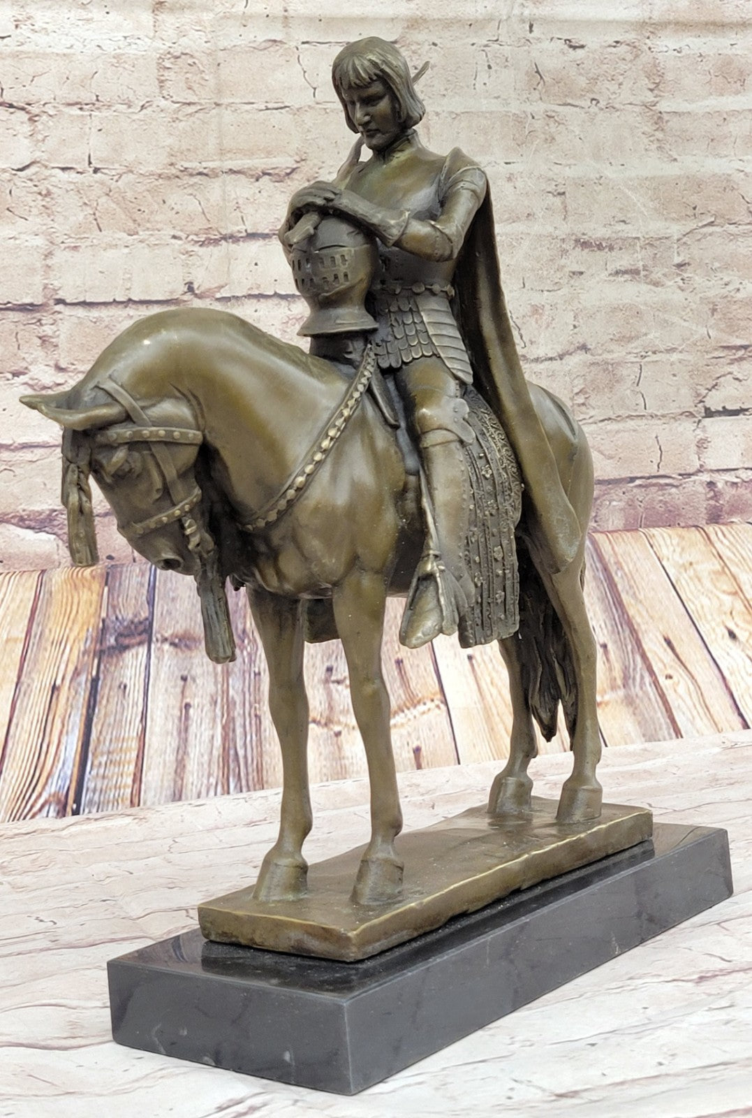 Bronze Sculpture of King Arthur Legendary British Leader Collectible Home Design