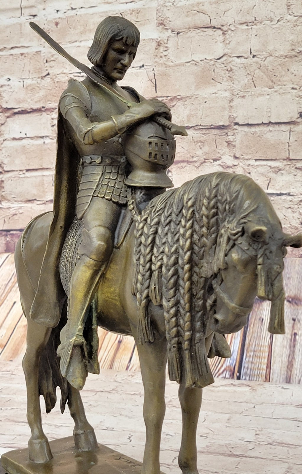 Bronze Sculpture of King Arthur Legendary British Leader Collectible Home Design